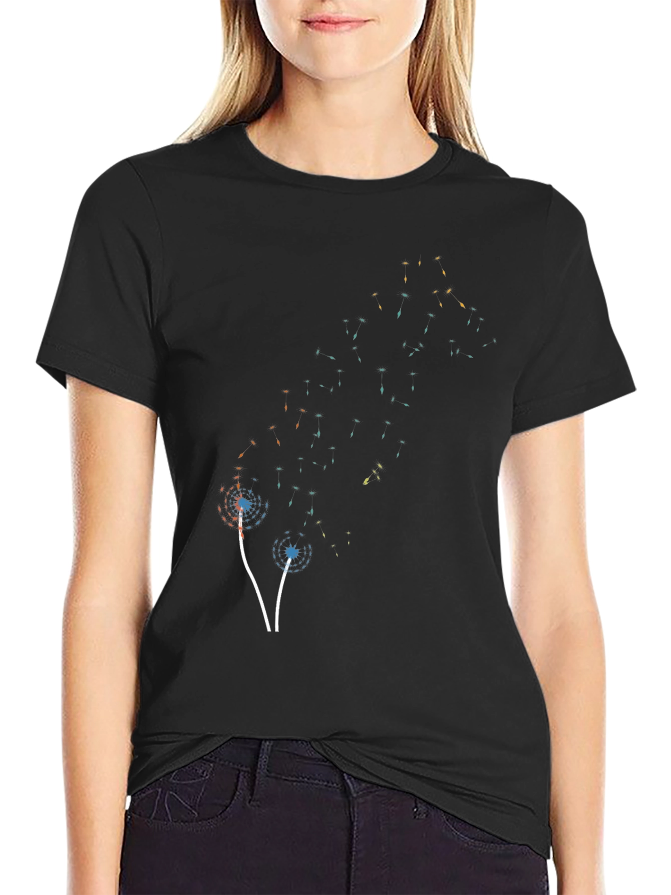 Abstract Dandelion Black T-Shirt
