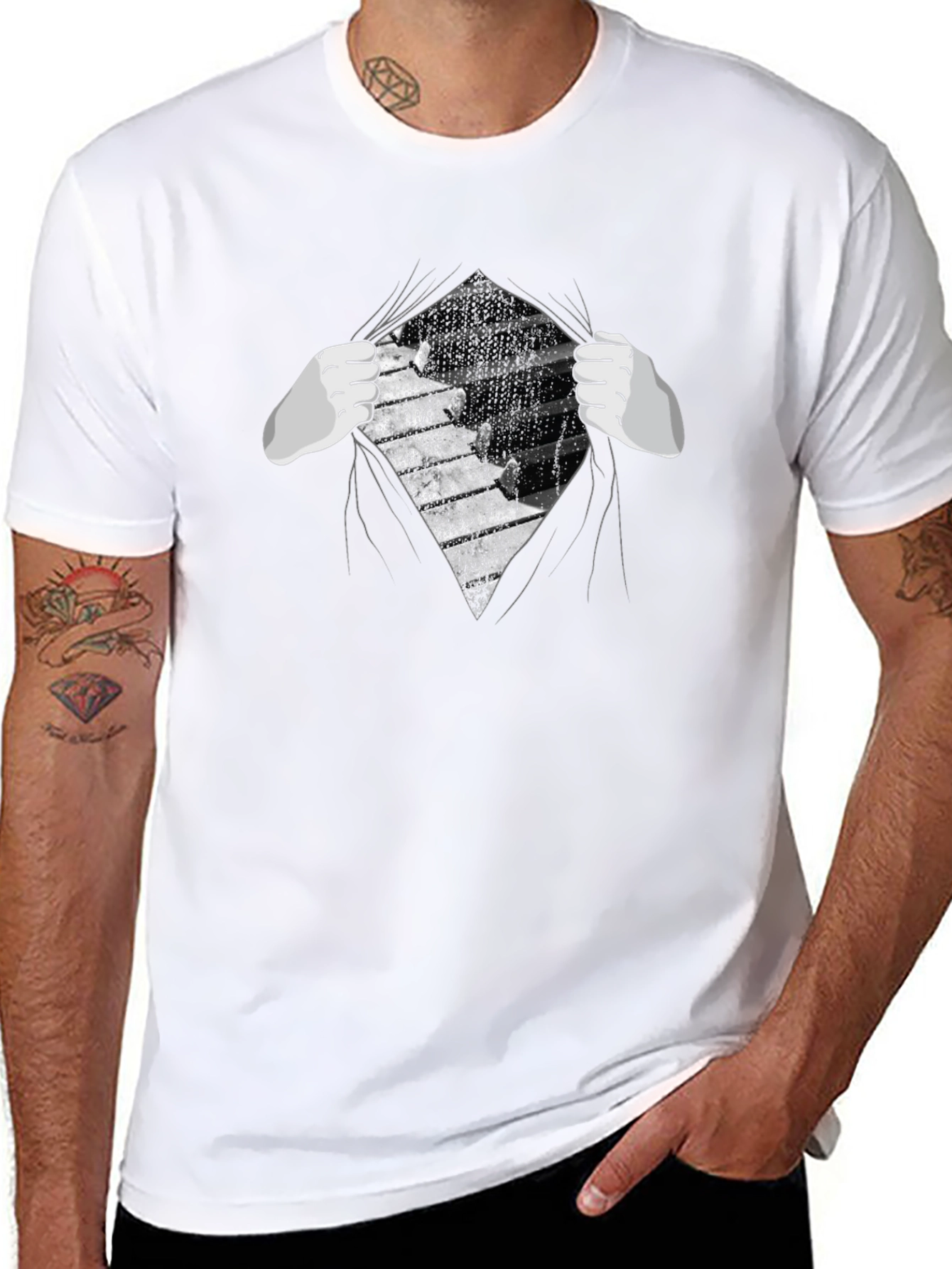 Piano Keys Reveal Graphic Tee - Music Lovers T-Shirt