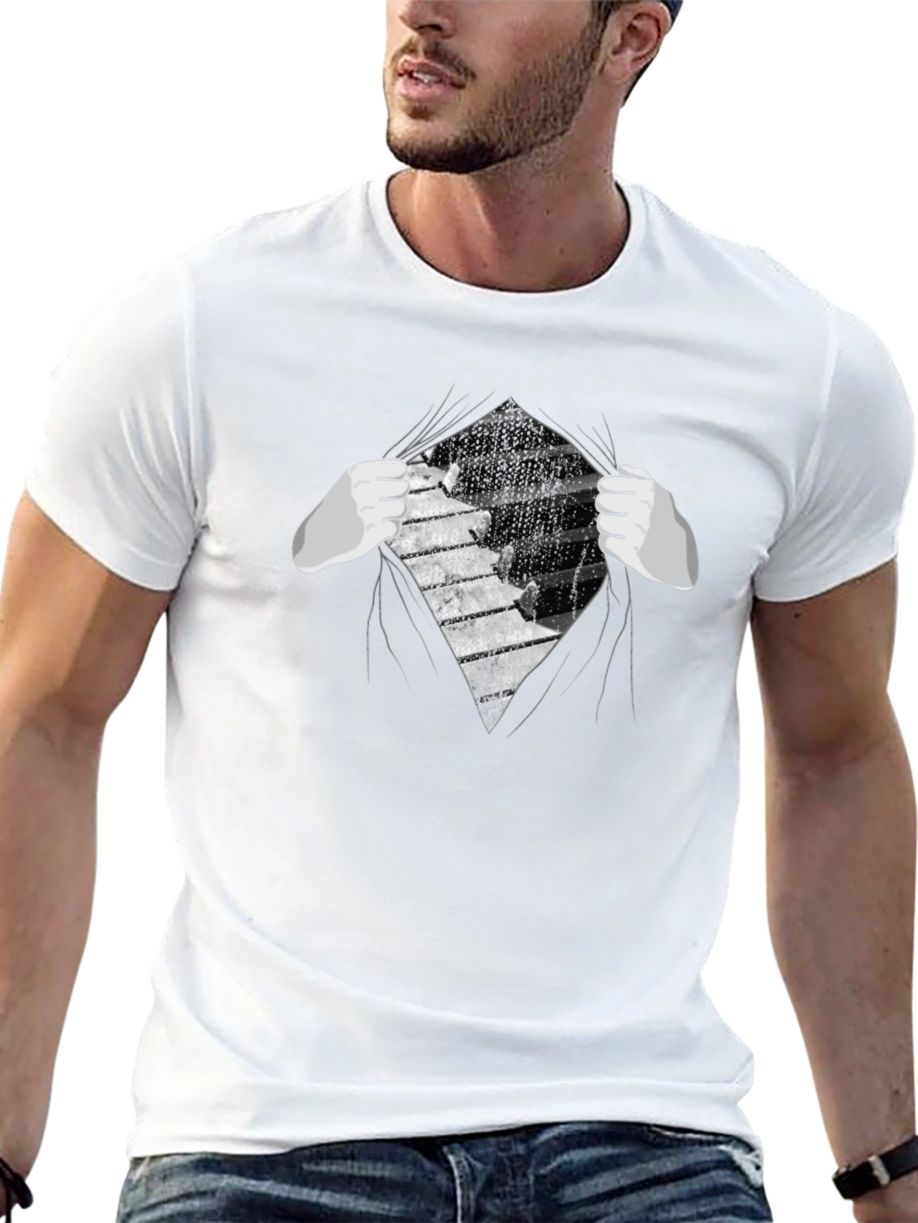 Piano Keys Reveal Graphic Tee - Music Lovers T-Shirt