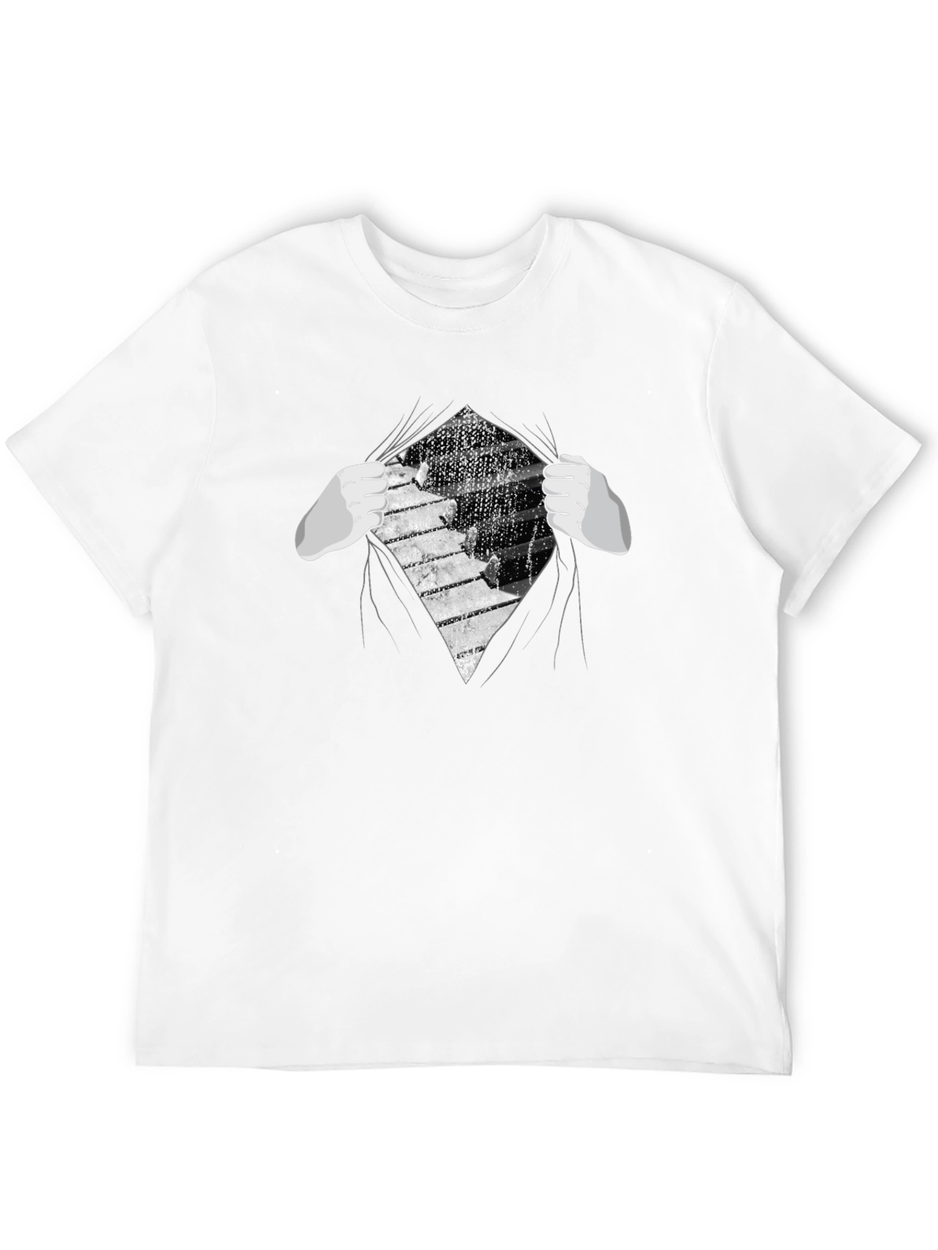 Piano Keys Reveal Graphic Tee - Music Lovers T-Shirt