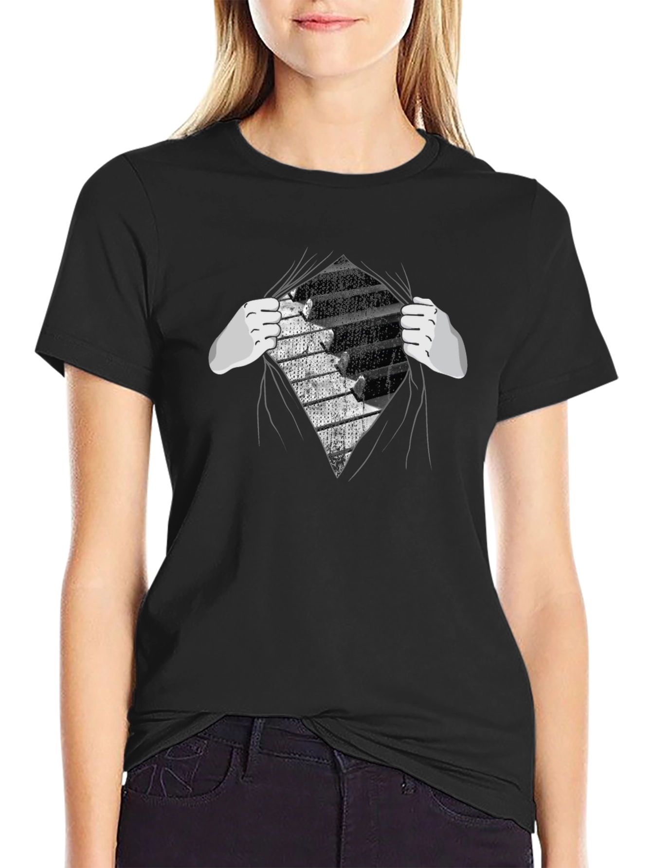 Piano Keys Reveal Graphic Tee - Music Lovers T-Shirt