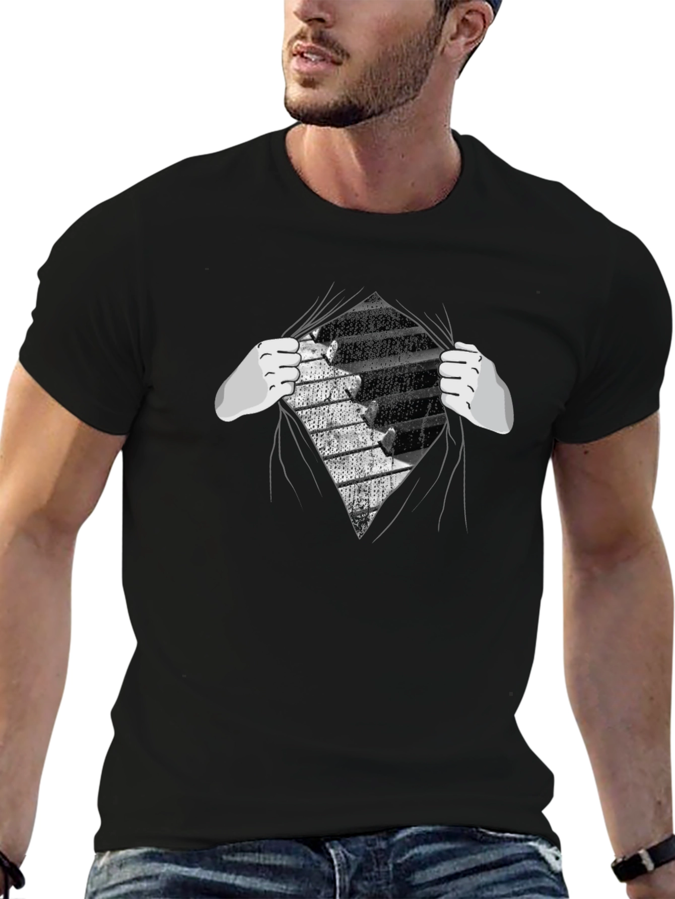 Piano Keys Reveal Graphic Tee - Music Lovers T-Shirt