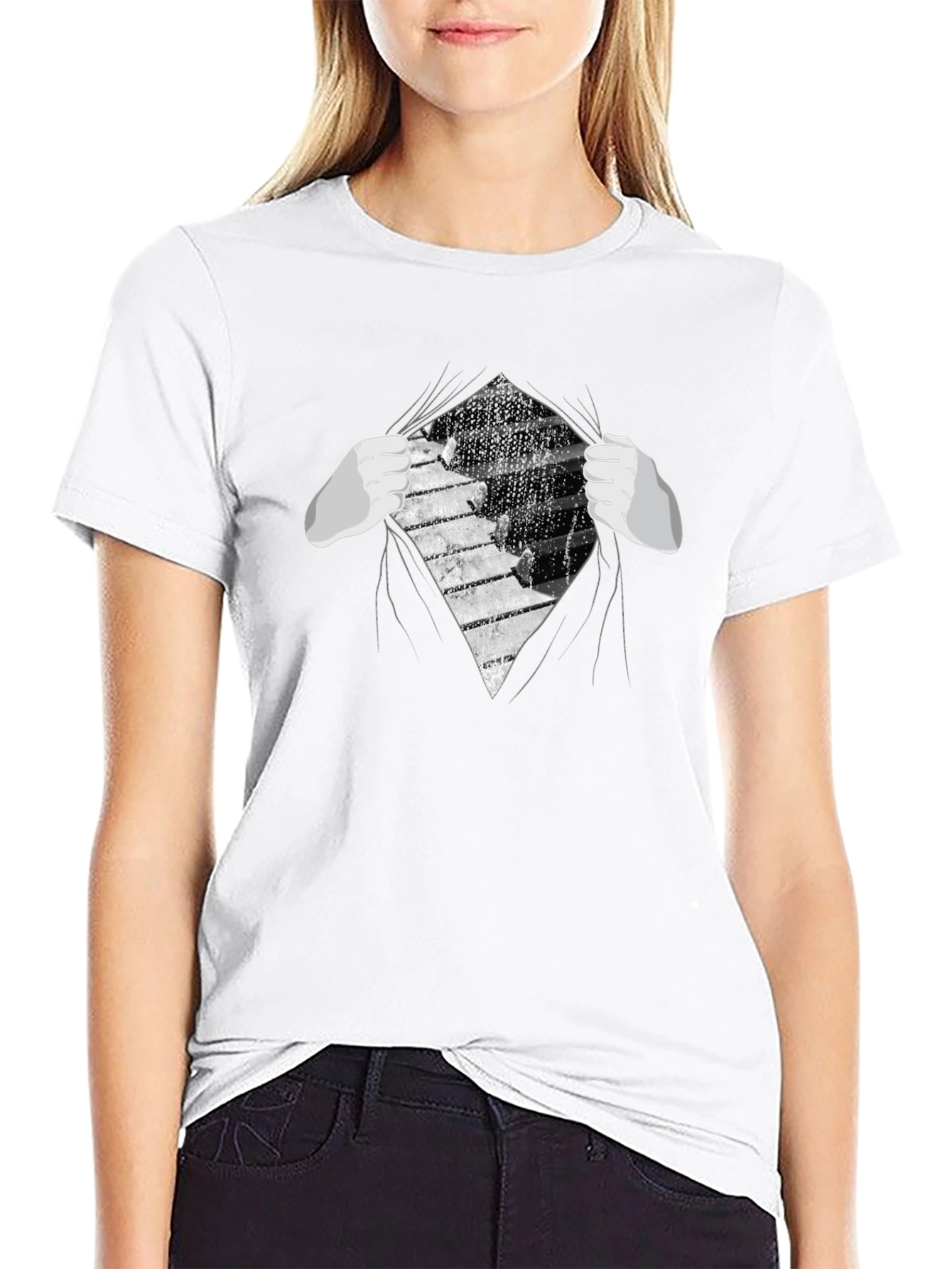 Piano Keys Reveal Graphic Tee - Music Lovers T-Shirt