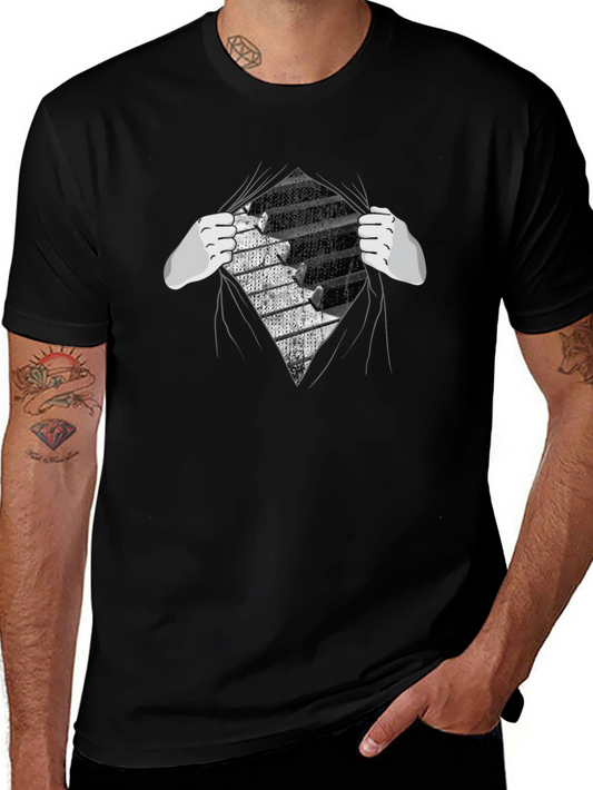 Piano Keys Reveal Graphic Tee - Music Lovers T-Shirt