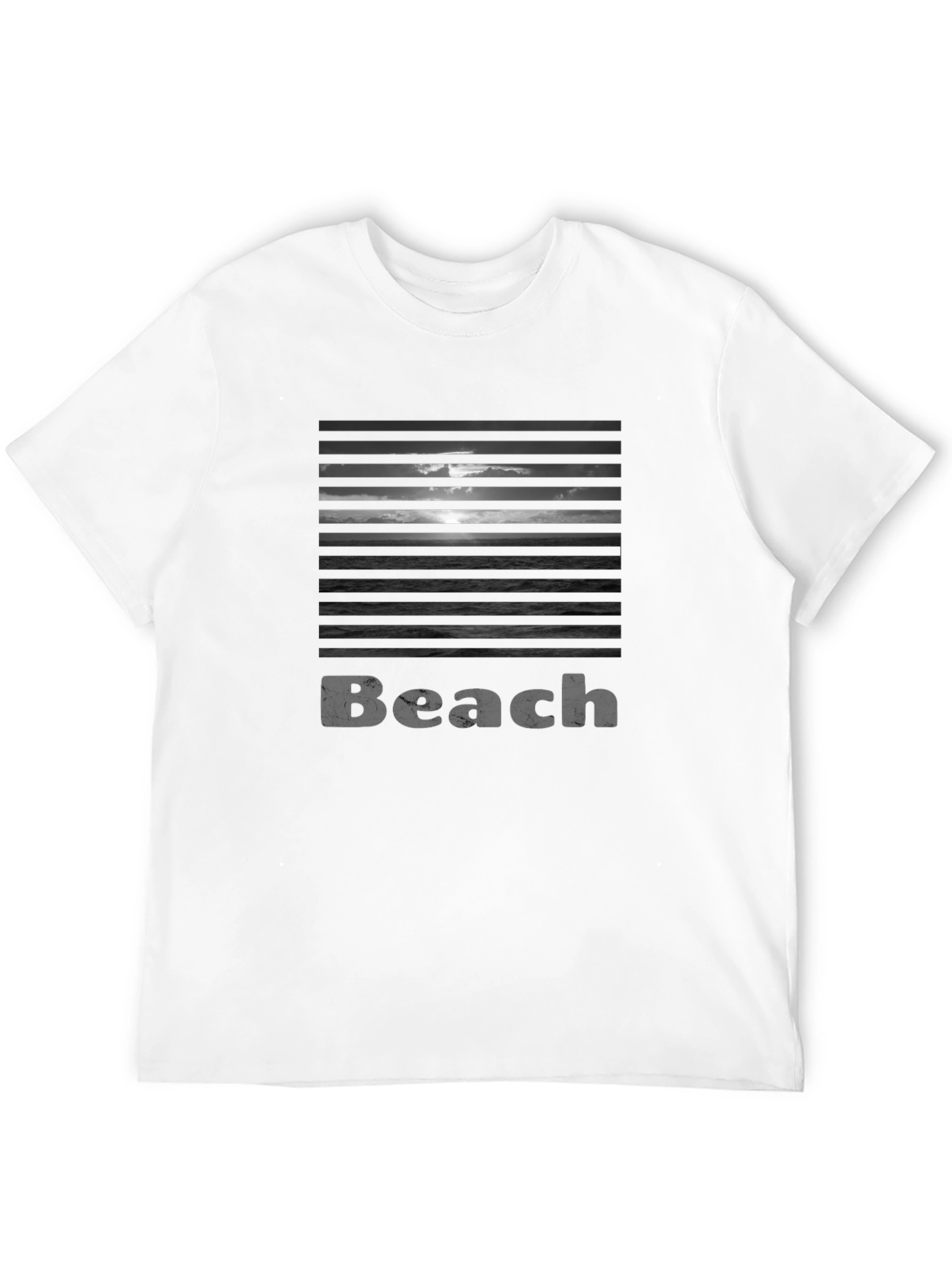 Beach Horizon Graphic Print Crew Neck T-Shirt