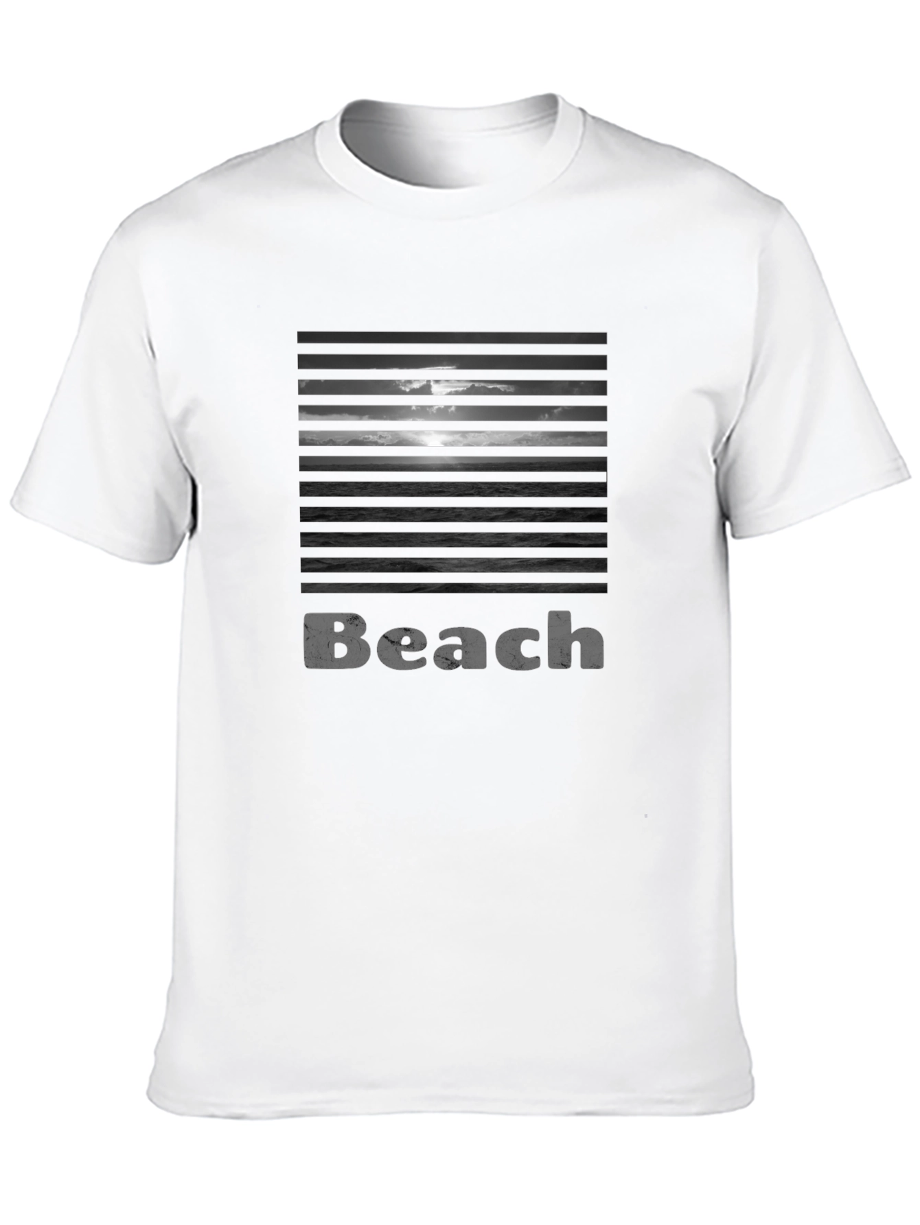 Beach Horizon Graphic Print Crew Neck T-Shirt
