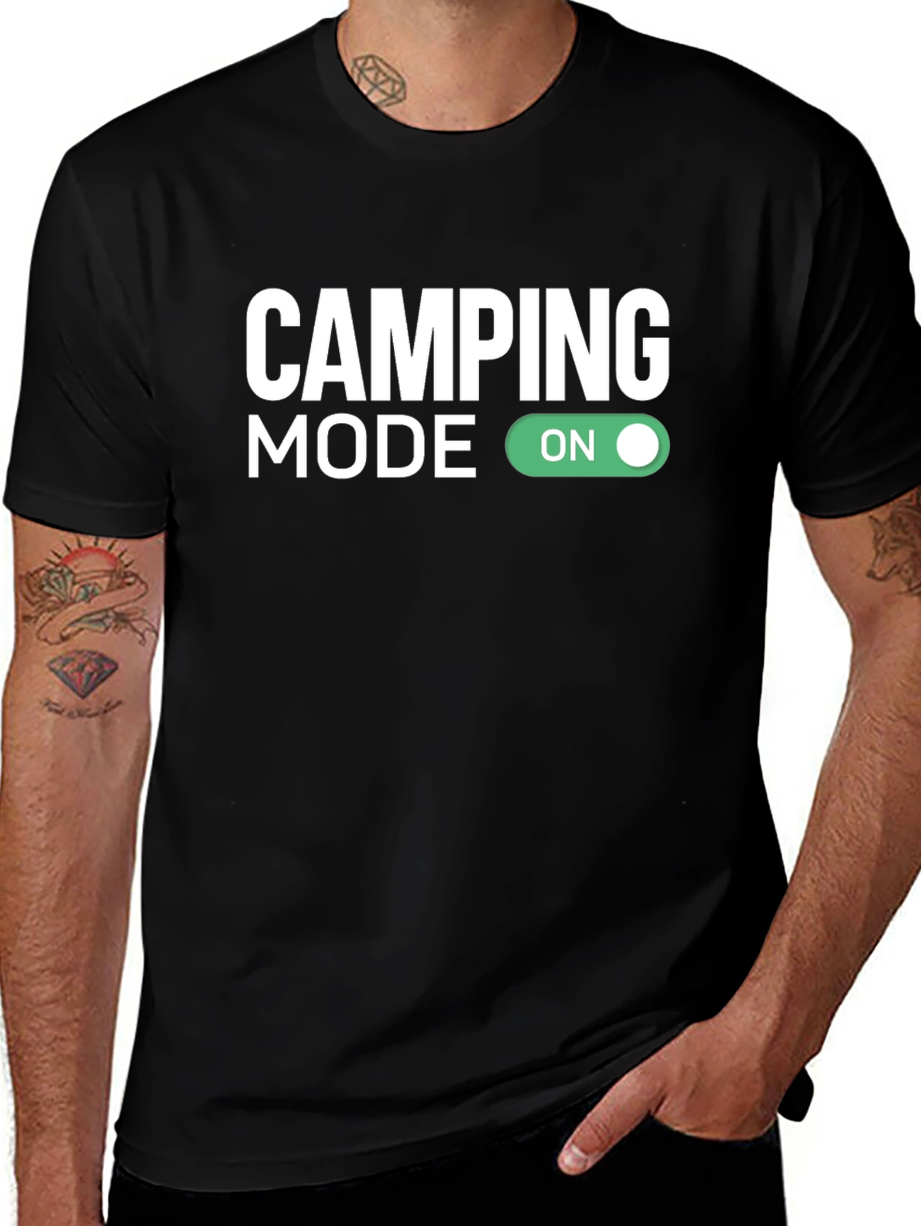Camping Mode On Black Graphic Tee
