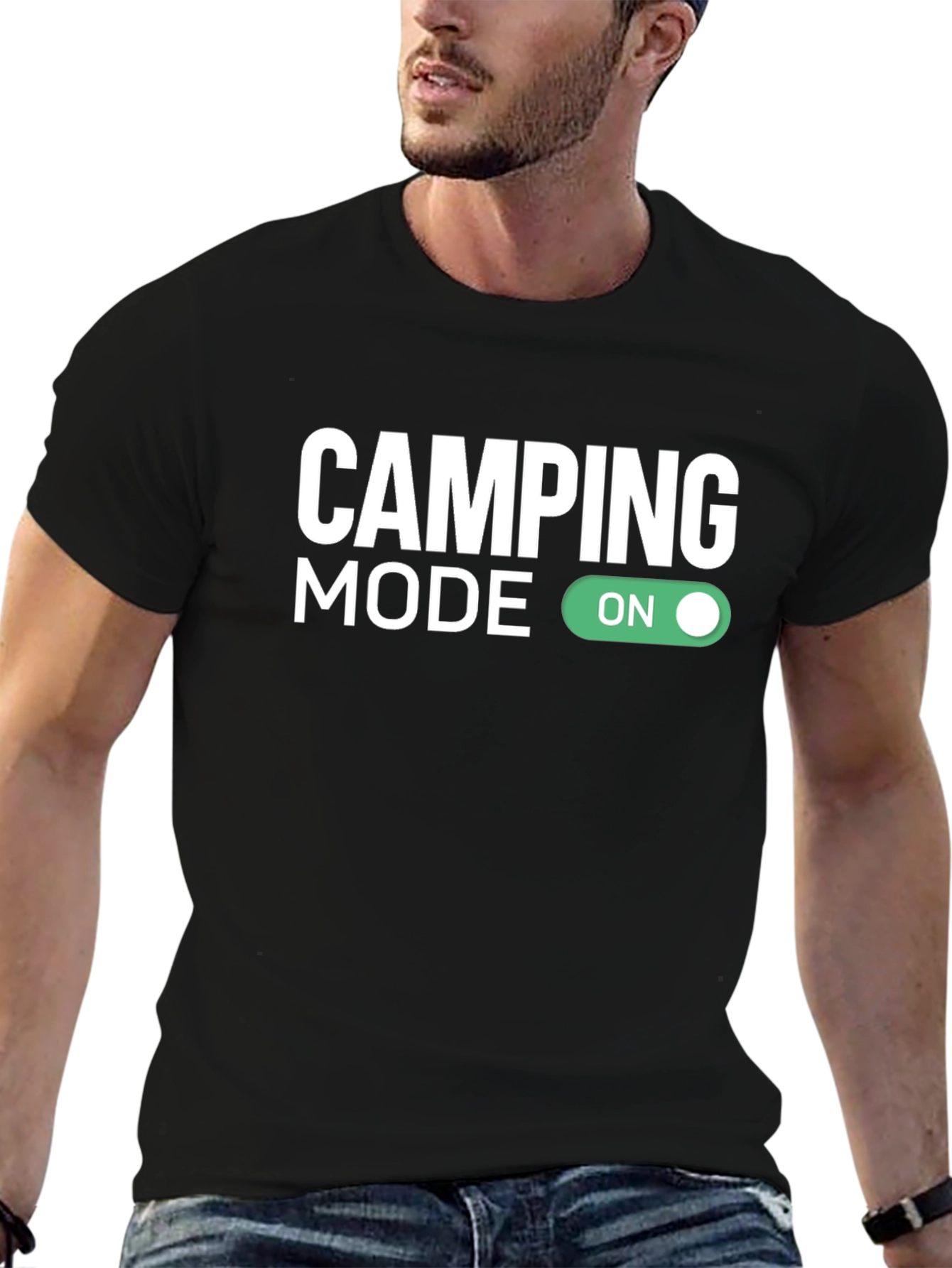 Camping Mode On Black Graphic Tee