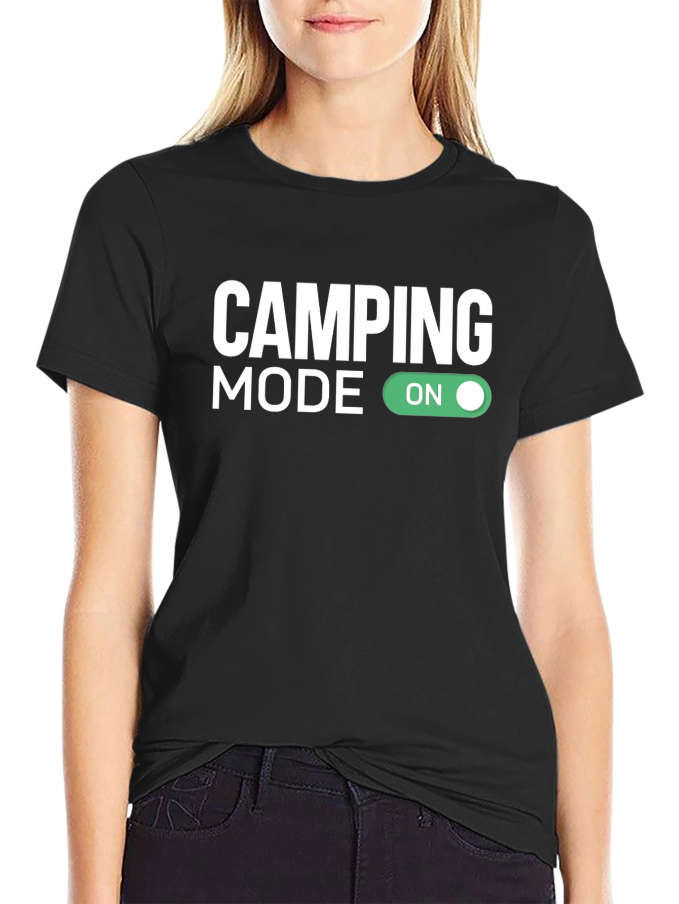 Camping Mode On Black Graphic Tee