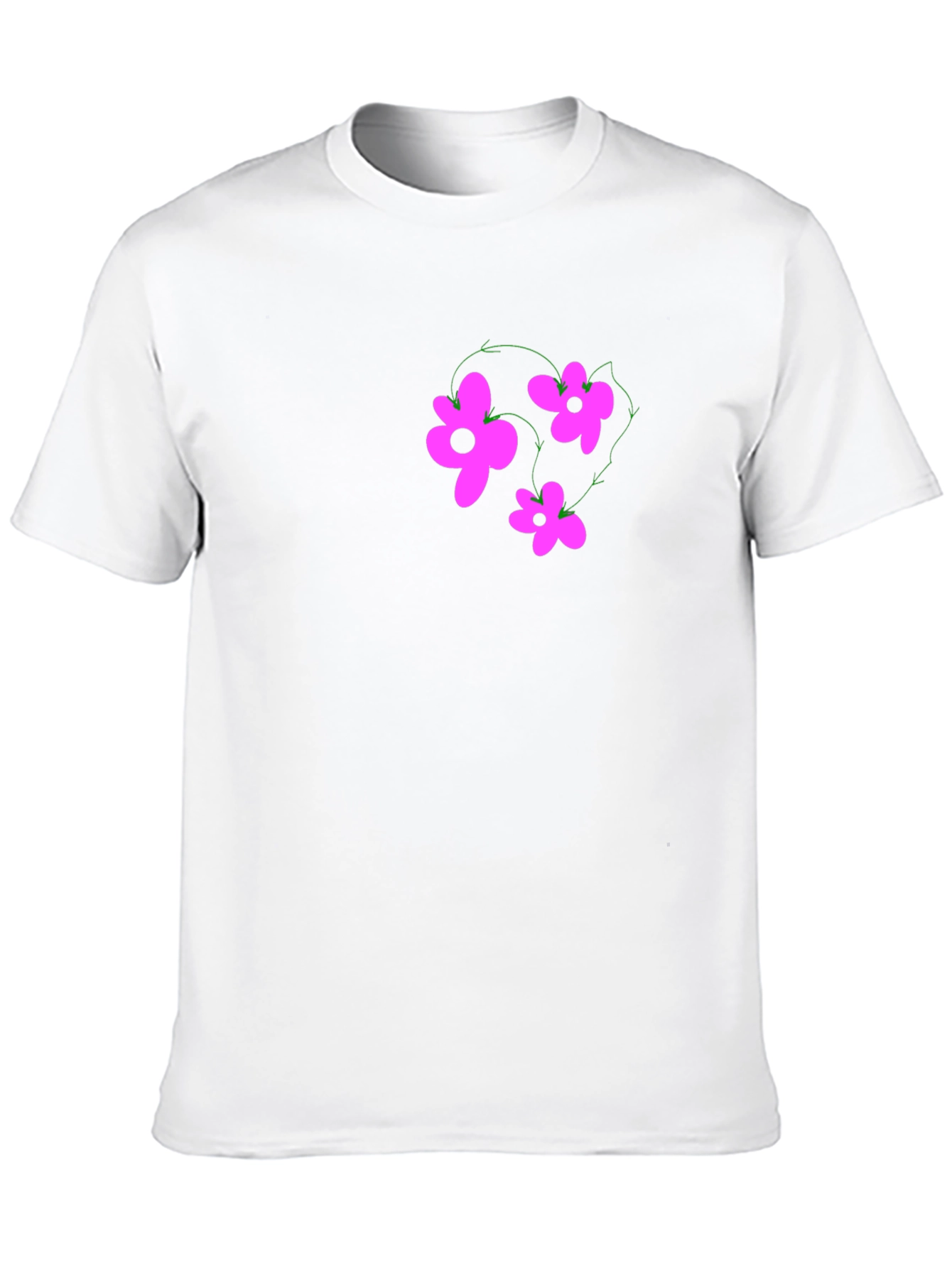 Black T-Shirt with Pink Flower Graphic