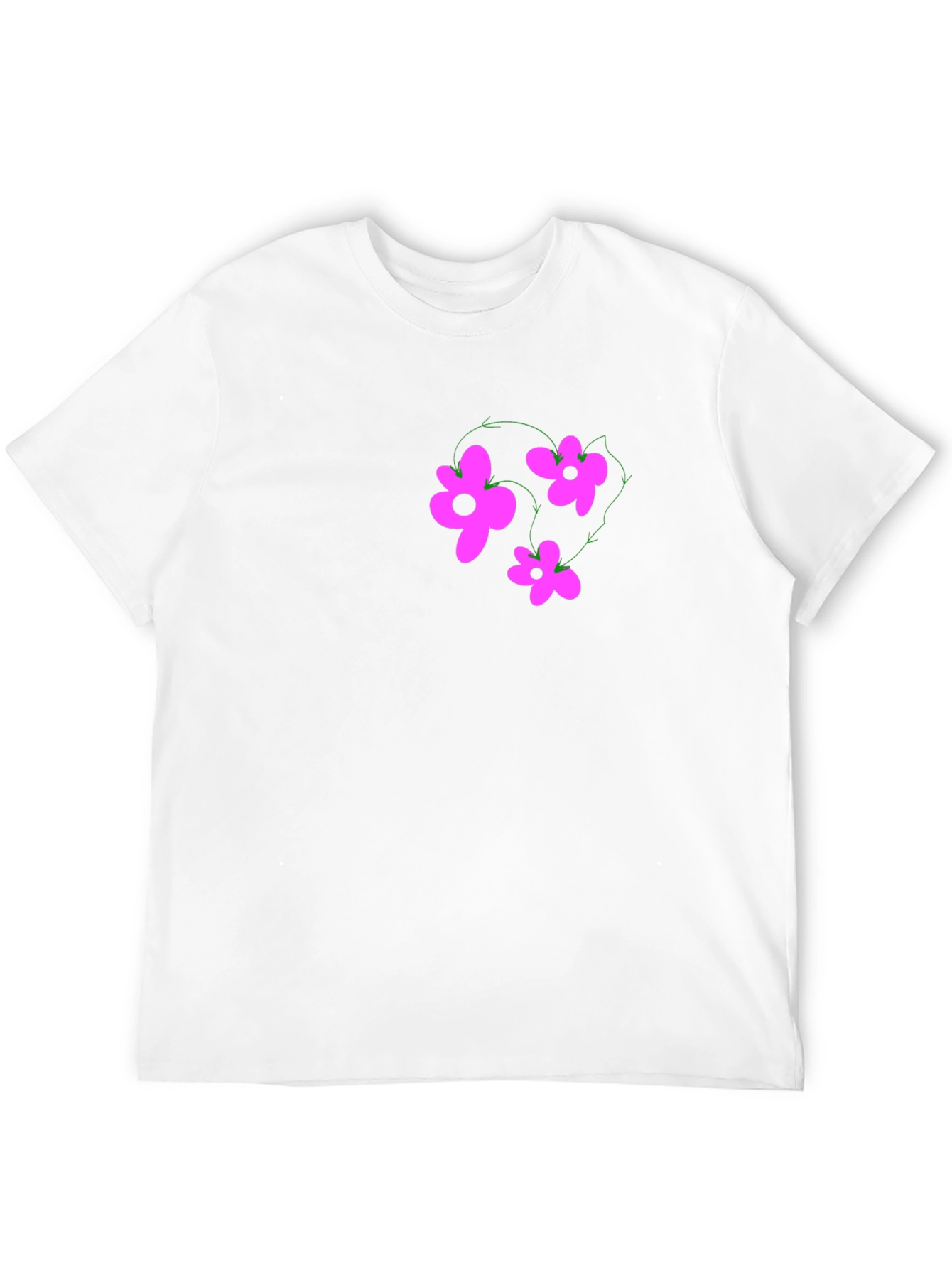 Black T-Shirt with Pink Flower Graphic