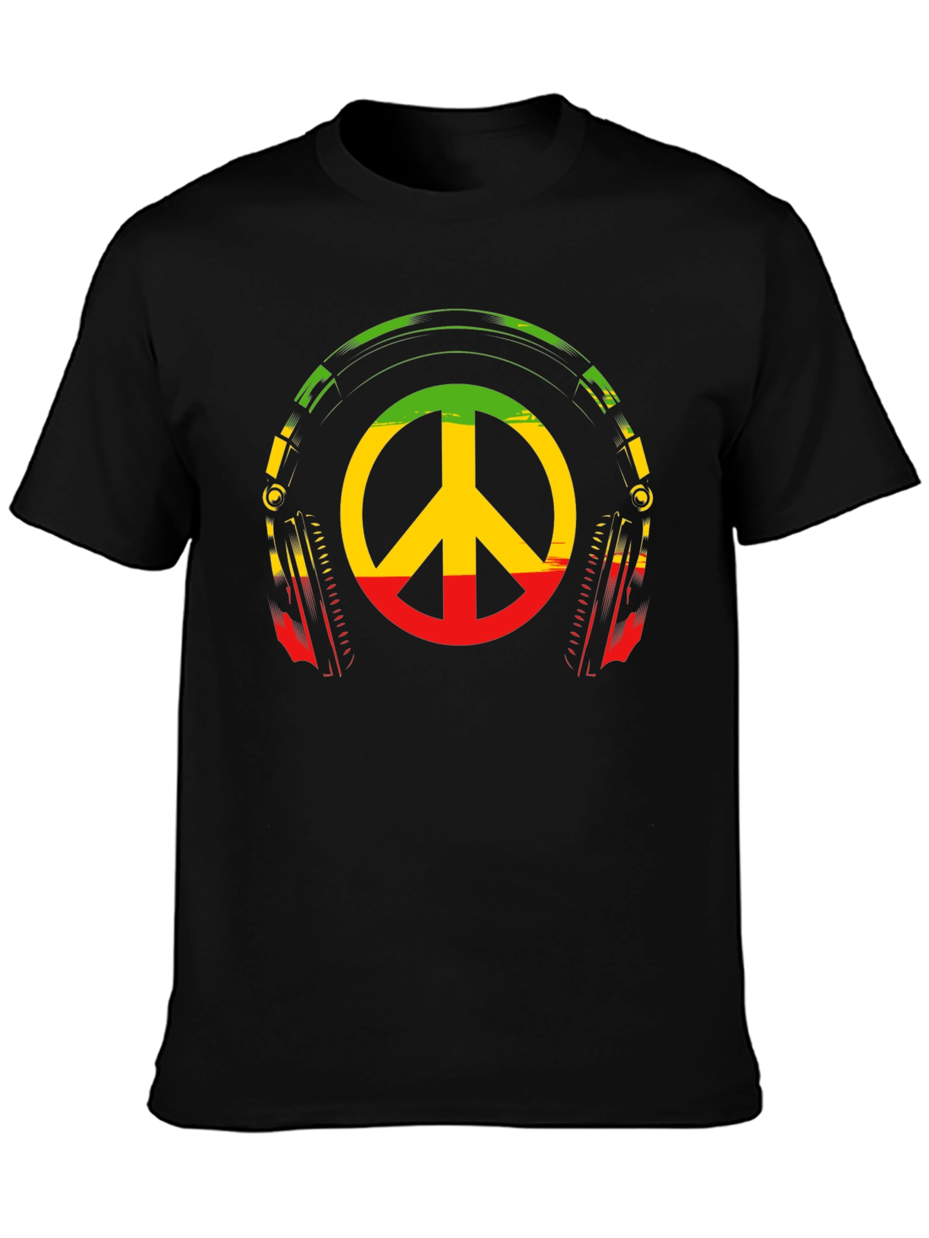Rasta Peace Sign Headphones Graphic Tee
