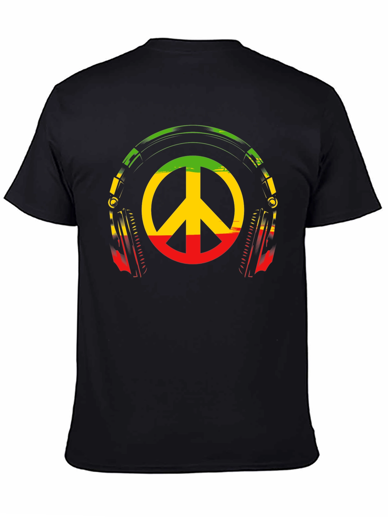 Rasta Peace Sign Headphones Graphic Tee