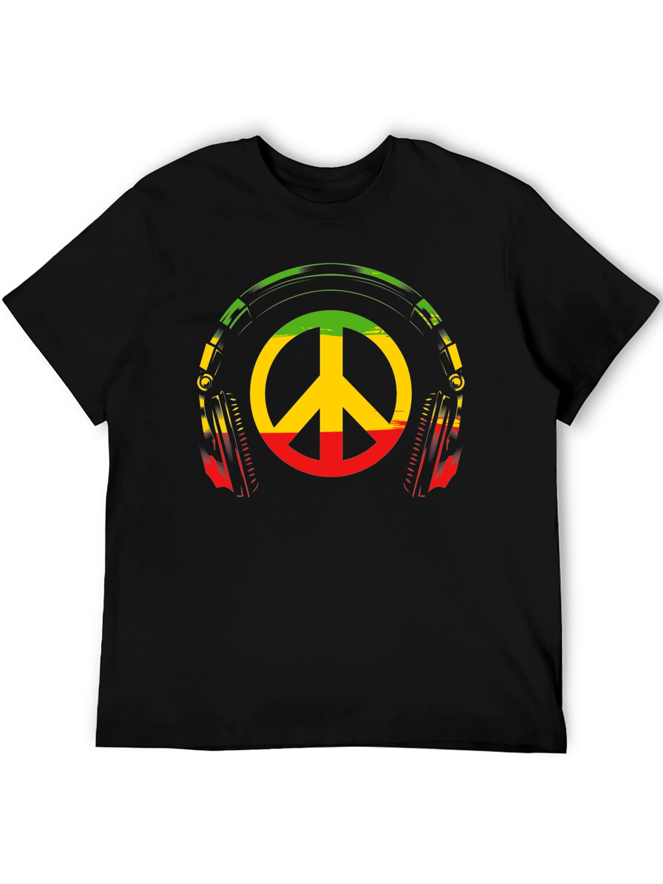 Rasta Peace Sign Headphones Graphic Tee