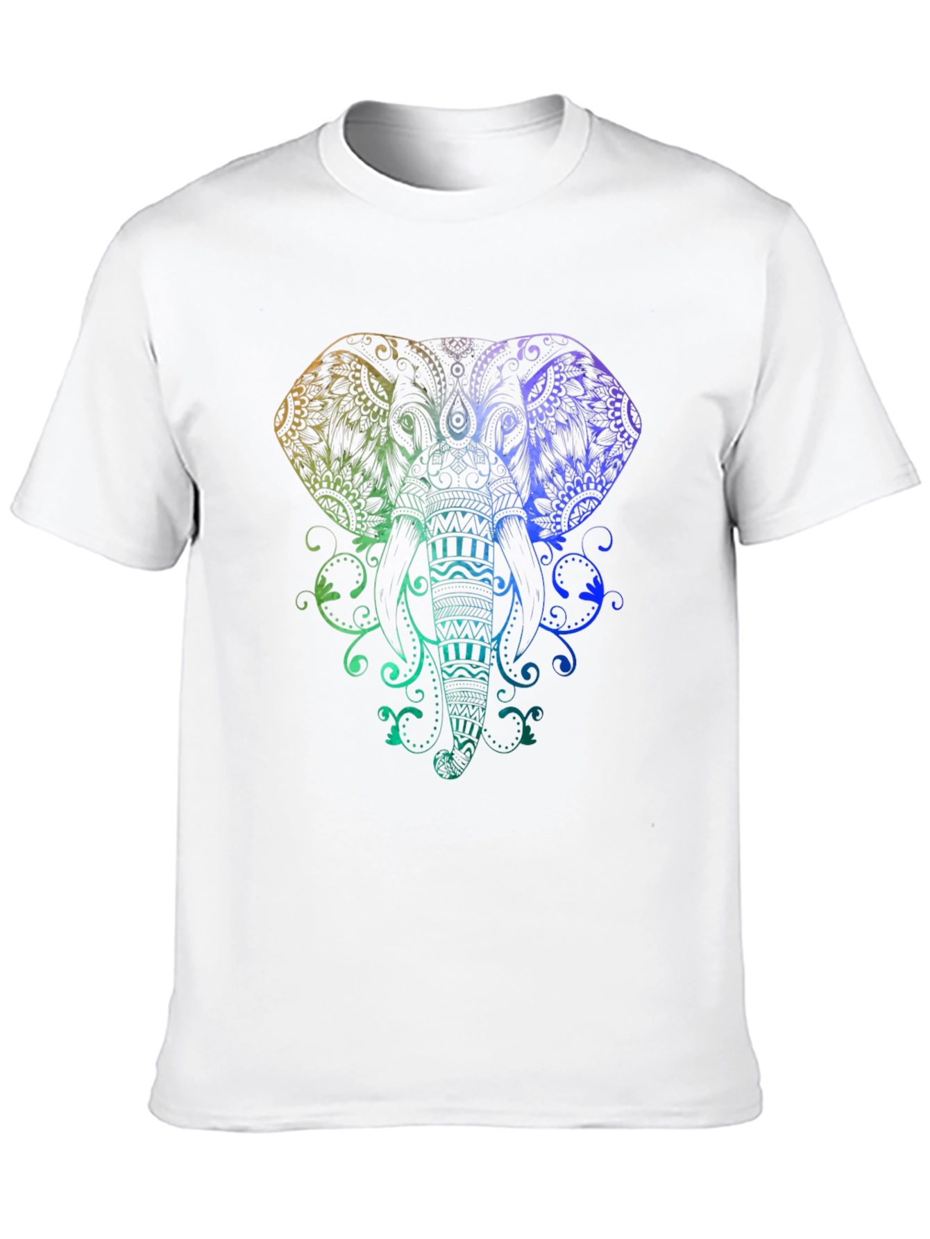 Rainbow Elephant Graphic Black T-Shirt