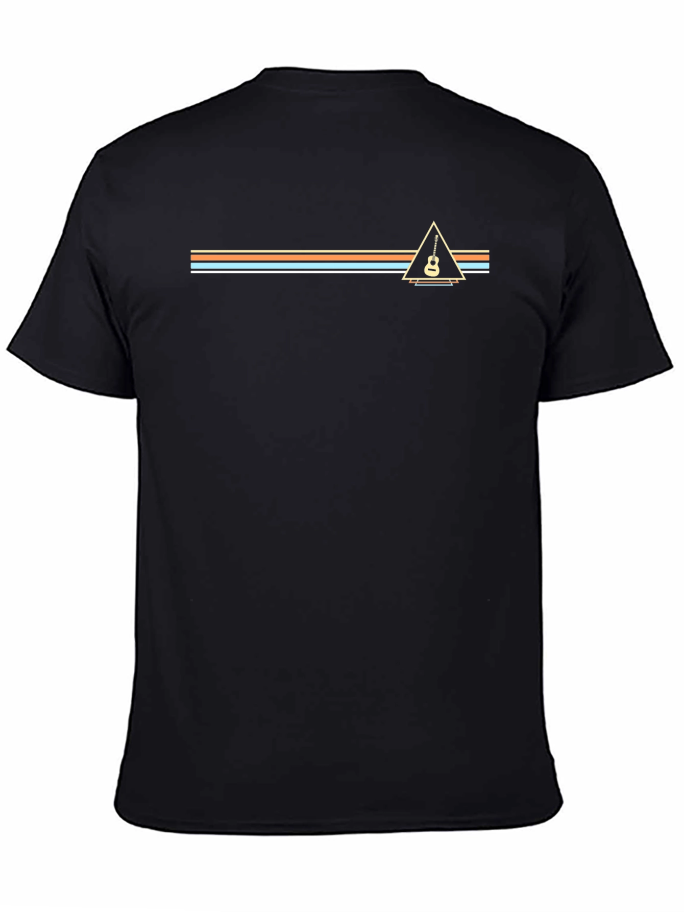 Retro Guitar Graphic Tee - Black Cotton Blend Shirt