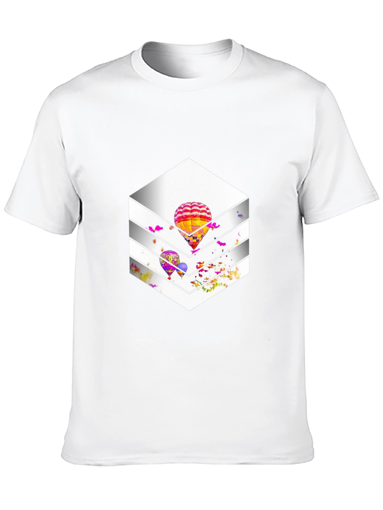 Stylish Black T-Shirt with Hot Air Balloon Graphic Design