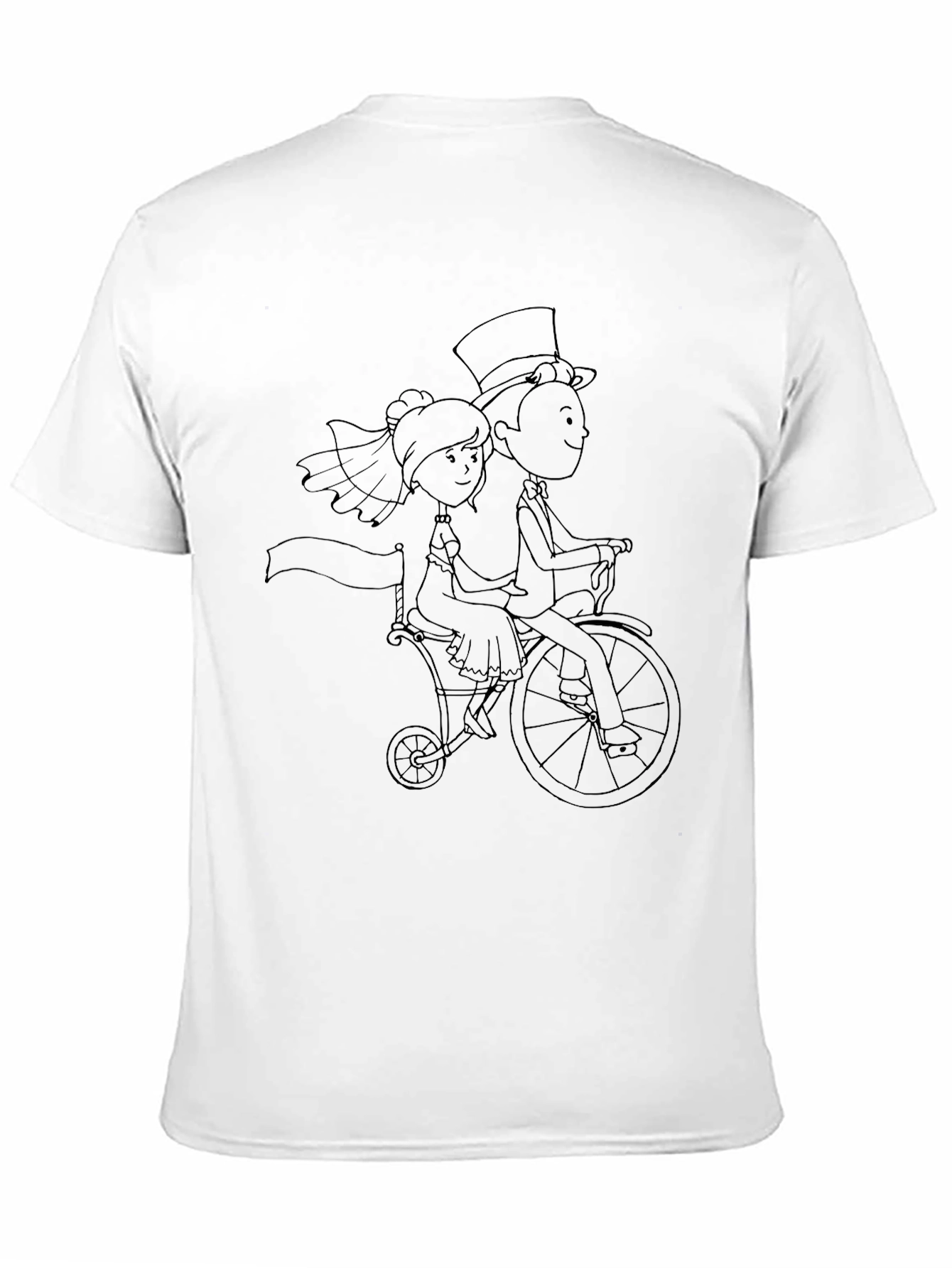 Quirky Wedding Couple Bicycle Black T-Shirt