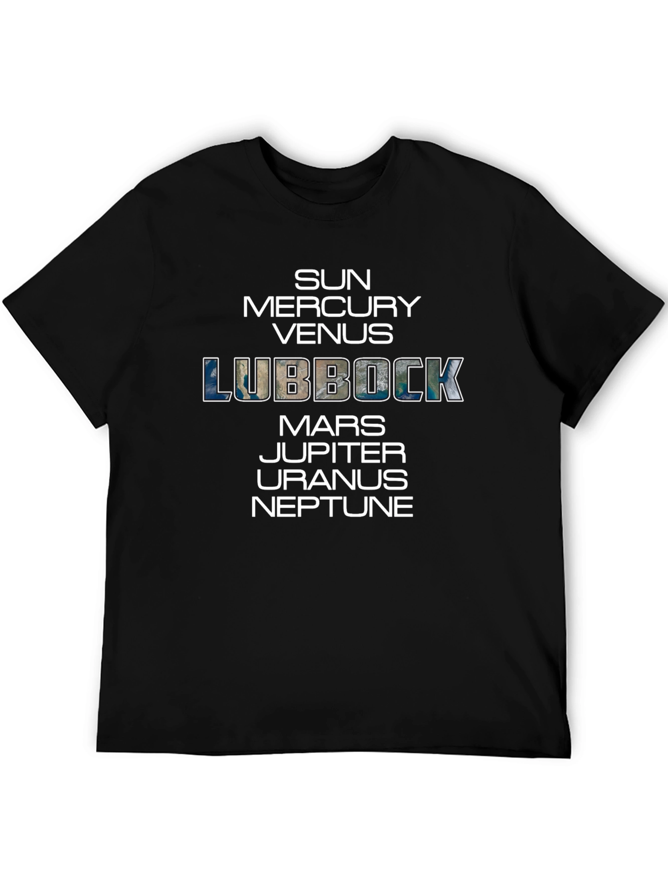 Planets Lubbock T-Shirt - Black Cotton Blend Tee