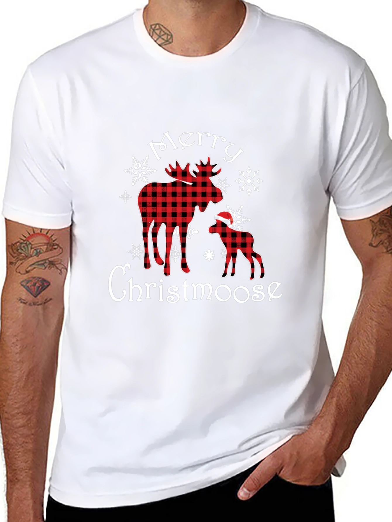 Merry Christmoose Buffalo Plaid Christmas T-Shirt