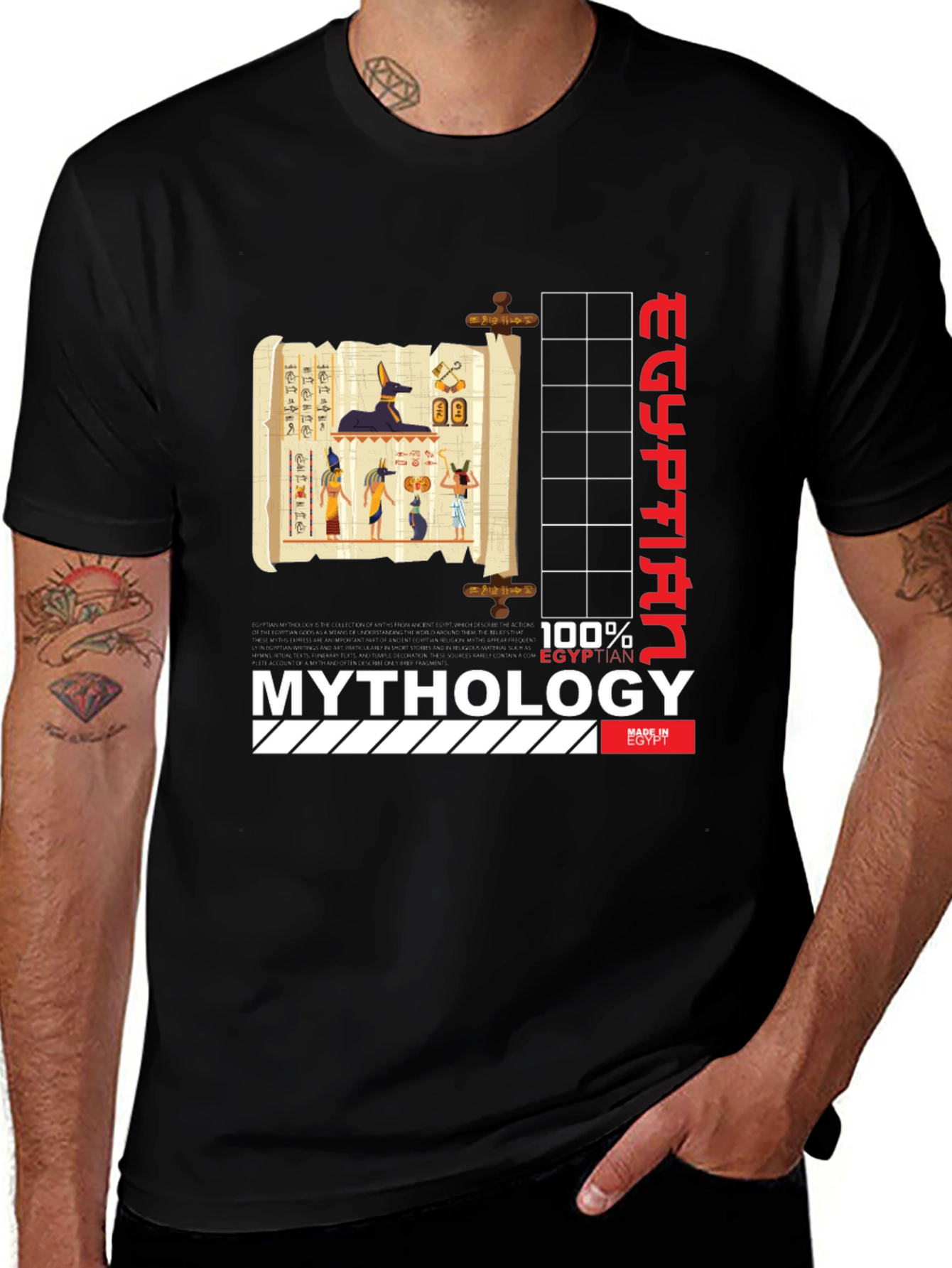 Egyptian Mythology Graphic T-Shirt - Black