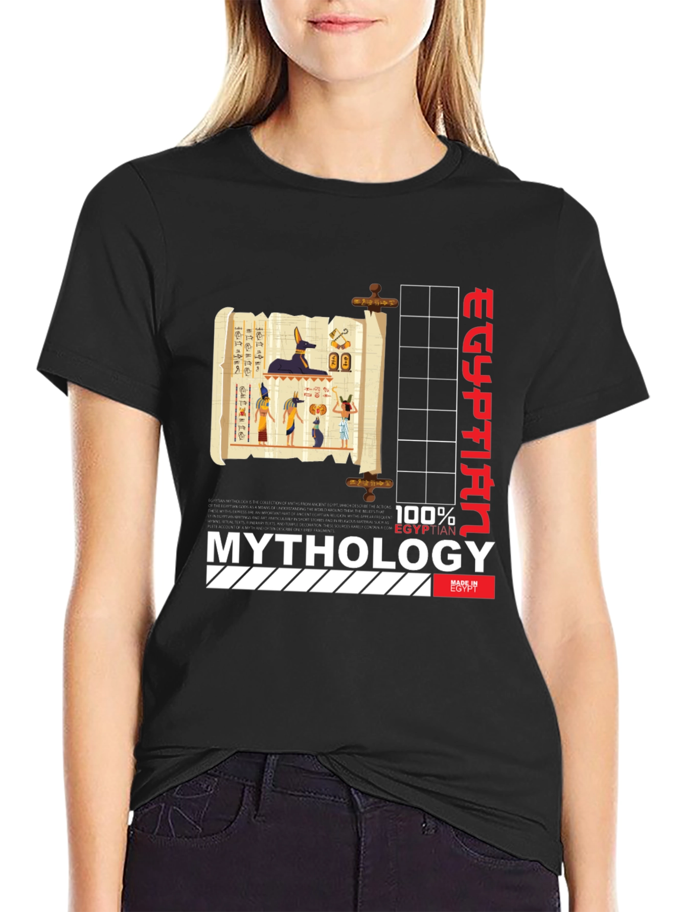 Egyptian Mythology Graphic T-Shirt - Black