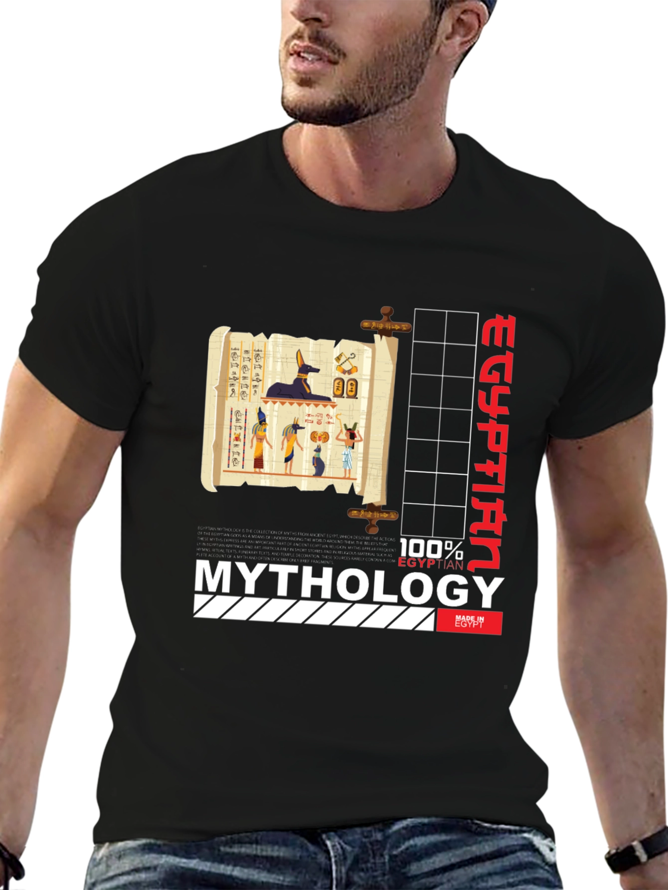 Egyptian Mythology Graphic T-Shirt - Black