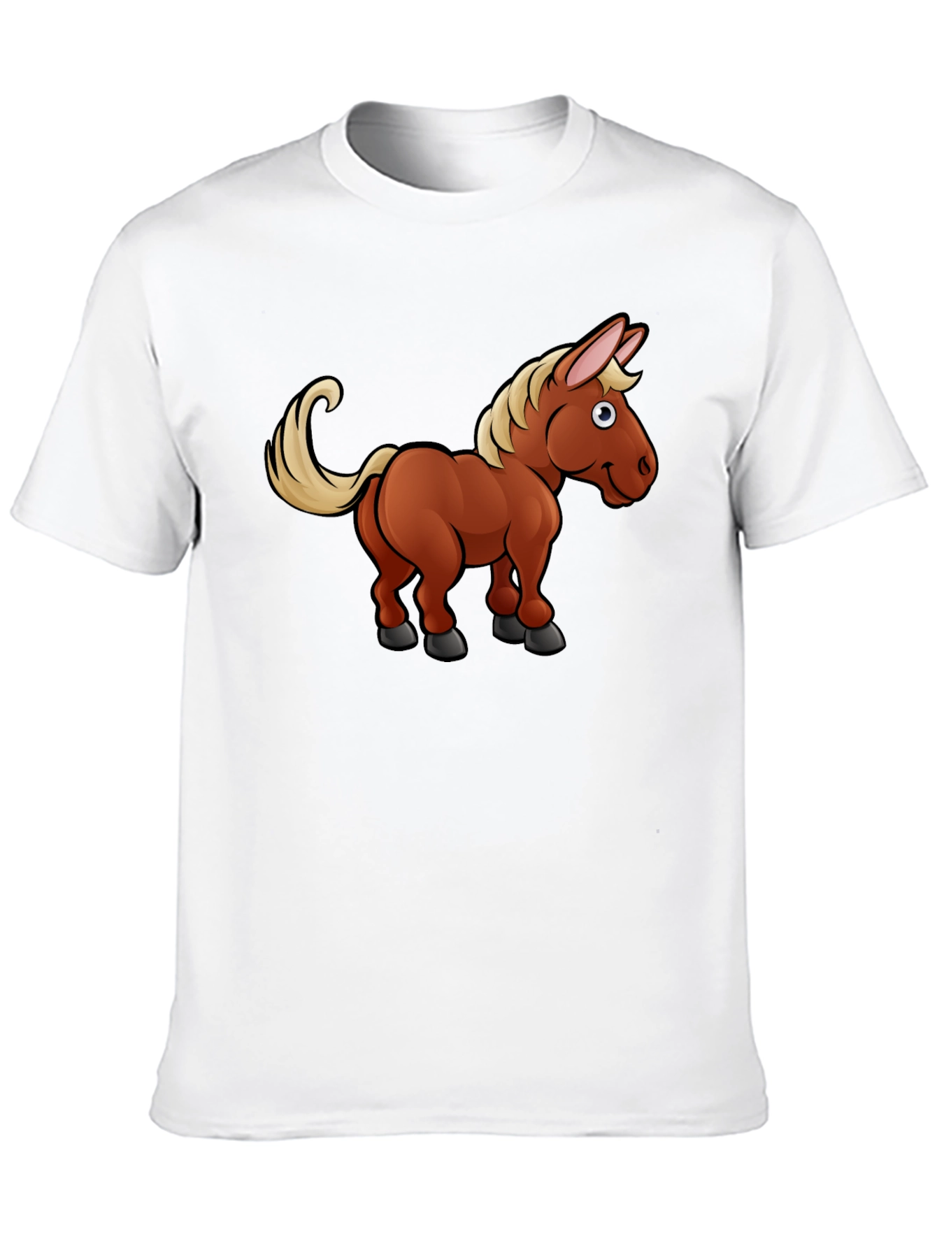 Cartoon Horse T-Shirt - Black Cotton Tee