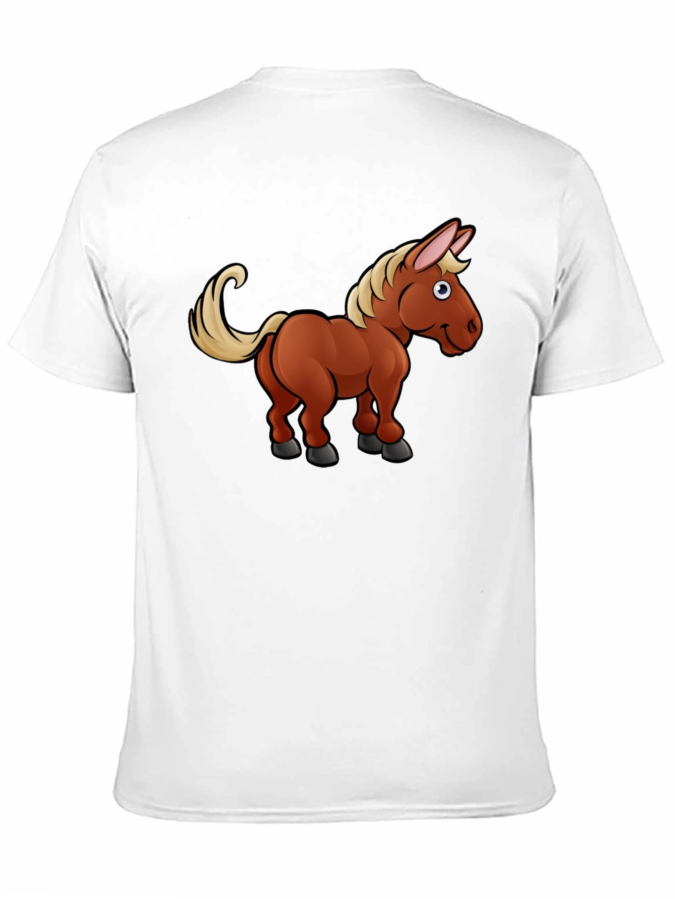 Cartoon Horse T-Shirt - Black Cotton Tee