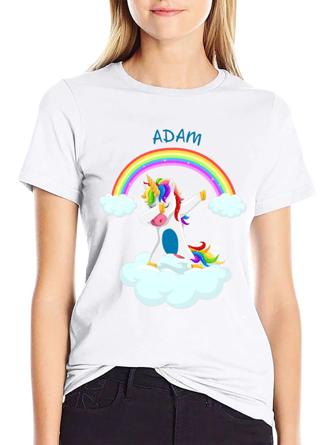 Adam Unicorn Rainbow Dabbing T-Shirt