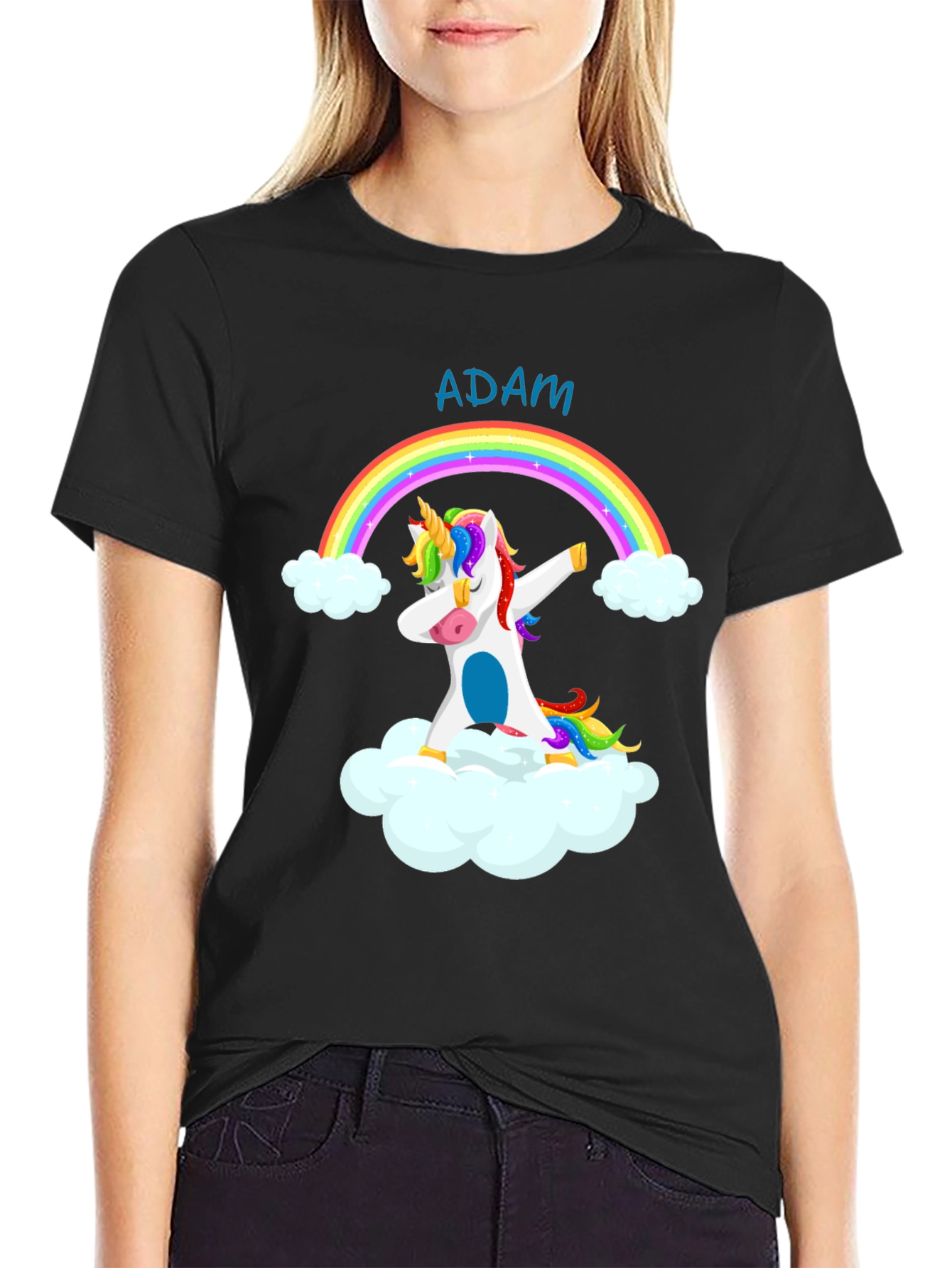 Adam Unicorn Rainbow Dabbing T-Shirt