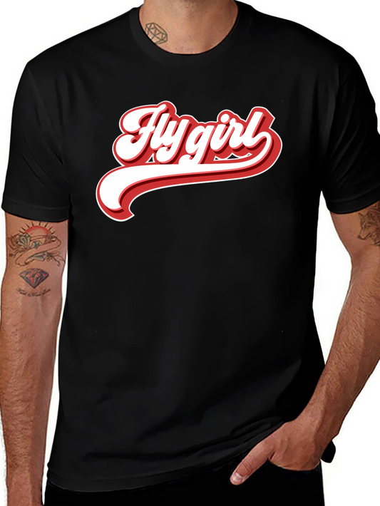 Retro Fly Girl Graphic Tee - Black Cotton T-Shirt