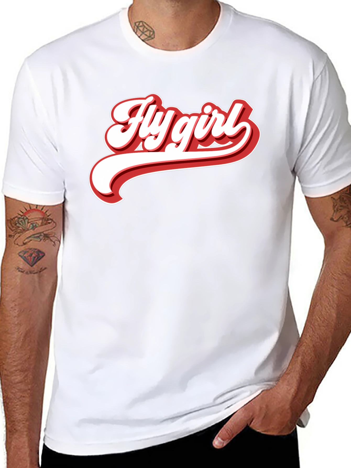 Retro Fly Girl Graphic Tee - Black Cotton T-Shirt