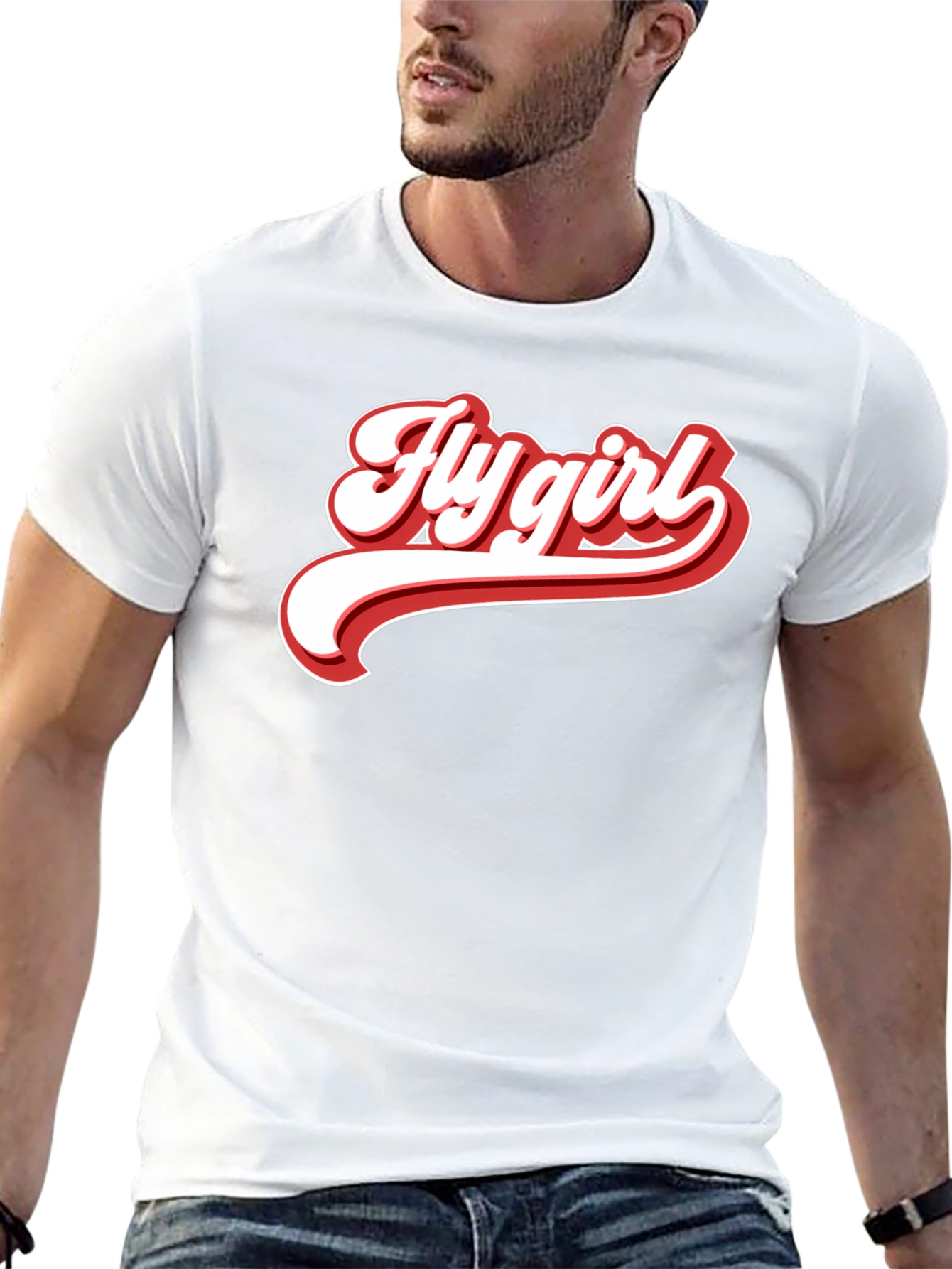 Retro Fly Girl Graphic Tee - Black Cotton T-Shirt