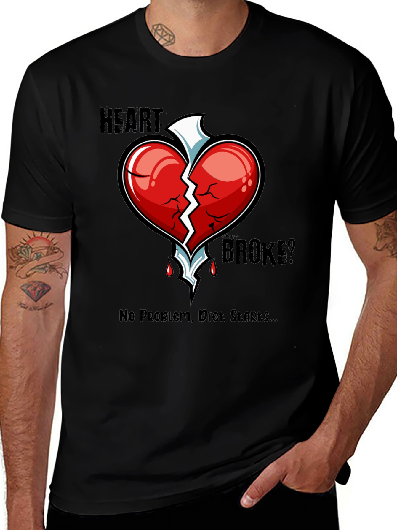 Heart Broke? Diet Starts T-Shirt - Funny Graphic Tee