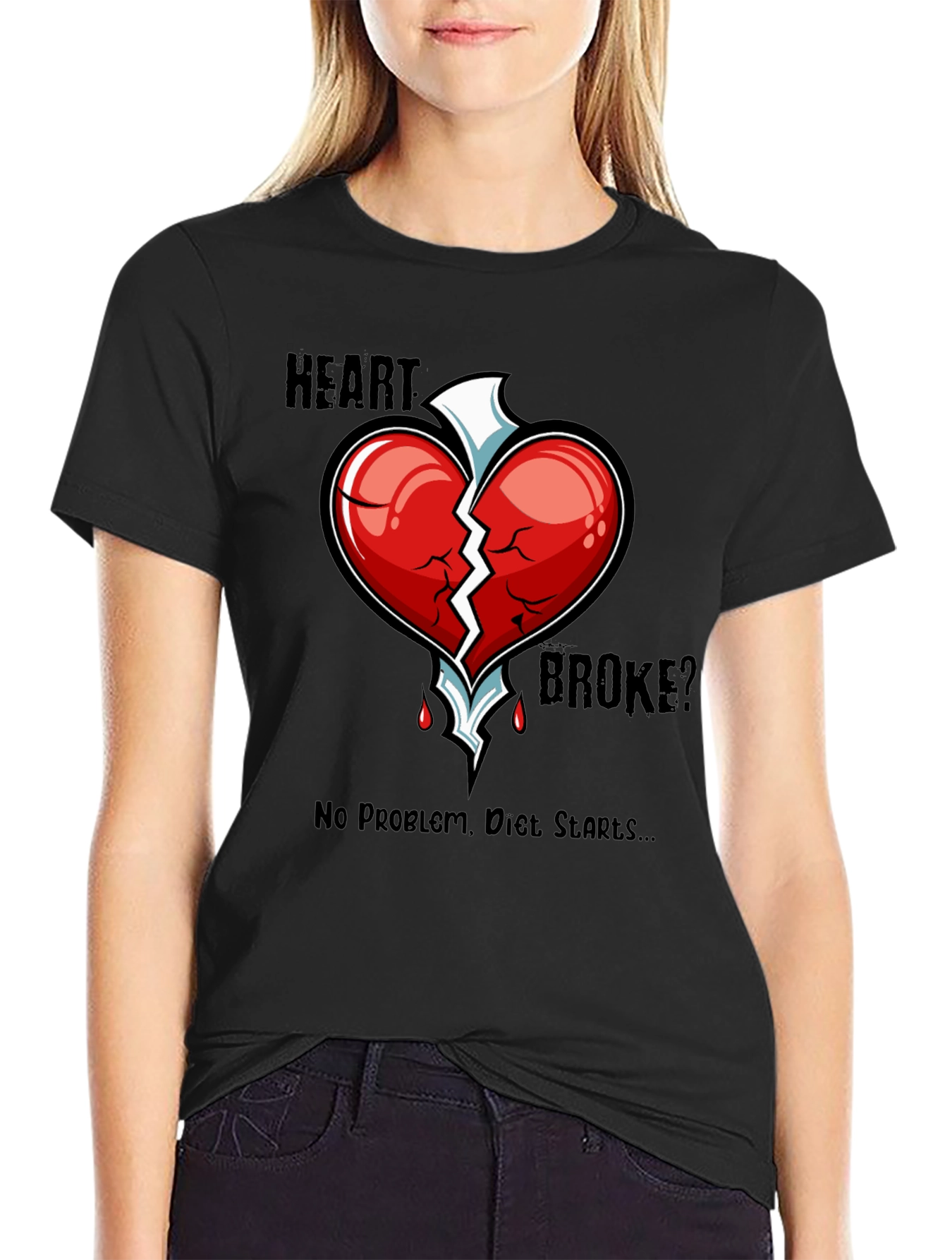 Heart Broke? Diet Starts T-Shirt - Funny Graphic Tee