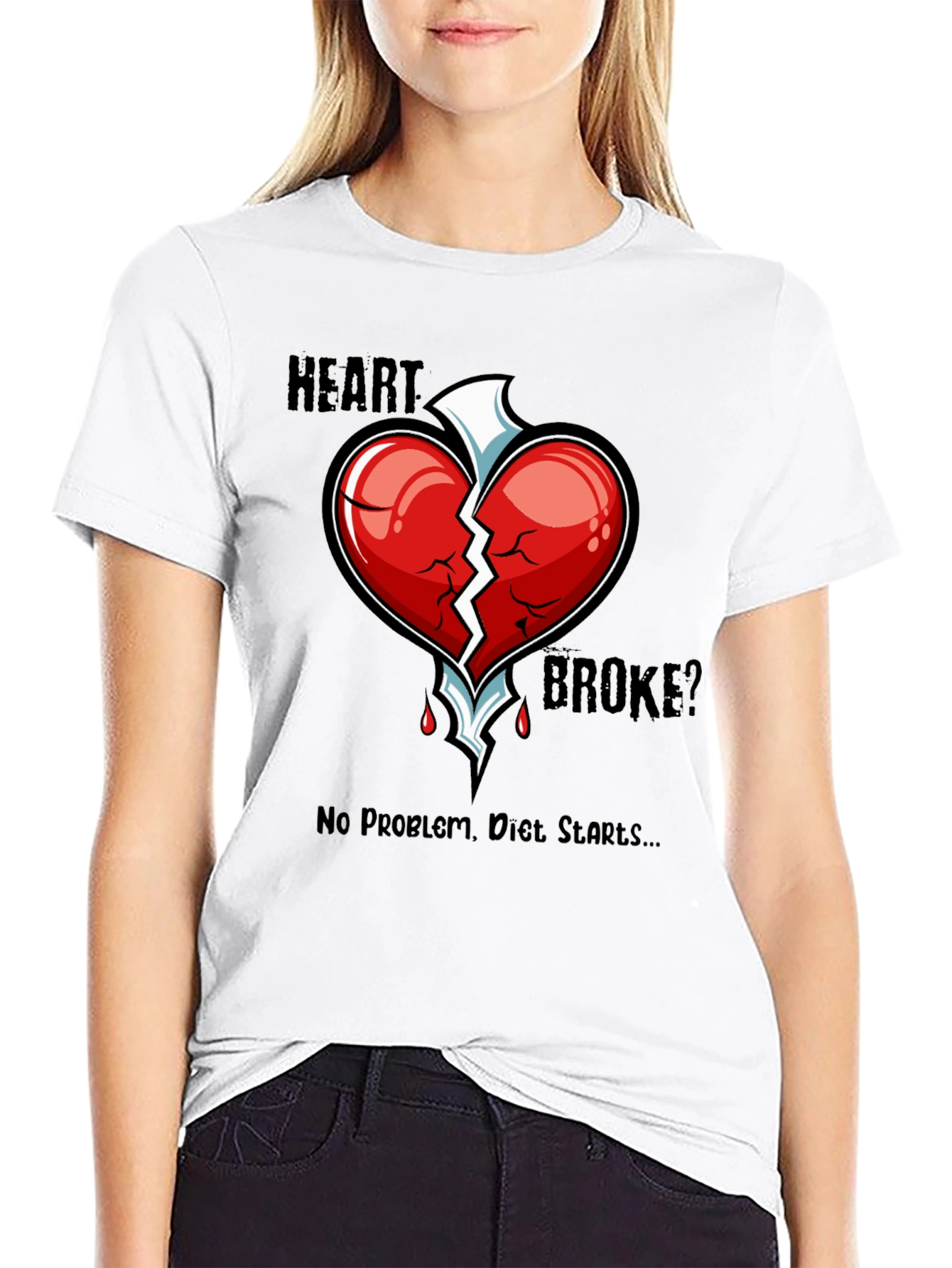 Heart Broke? Diet Starts T-Shirt - Funny Graphic Tee