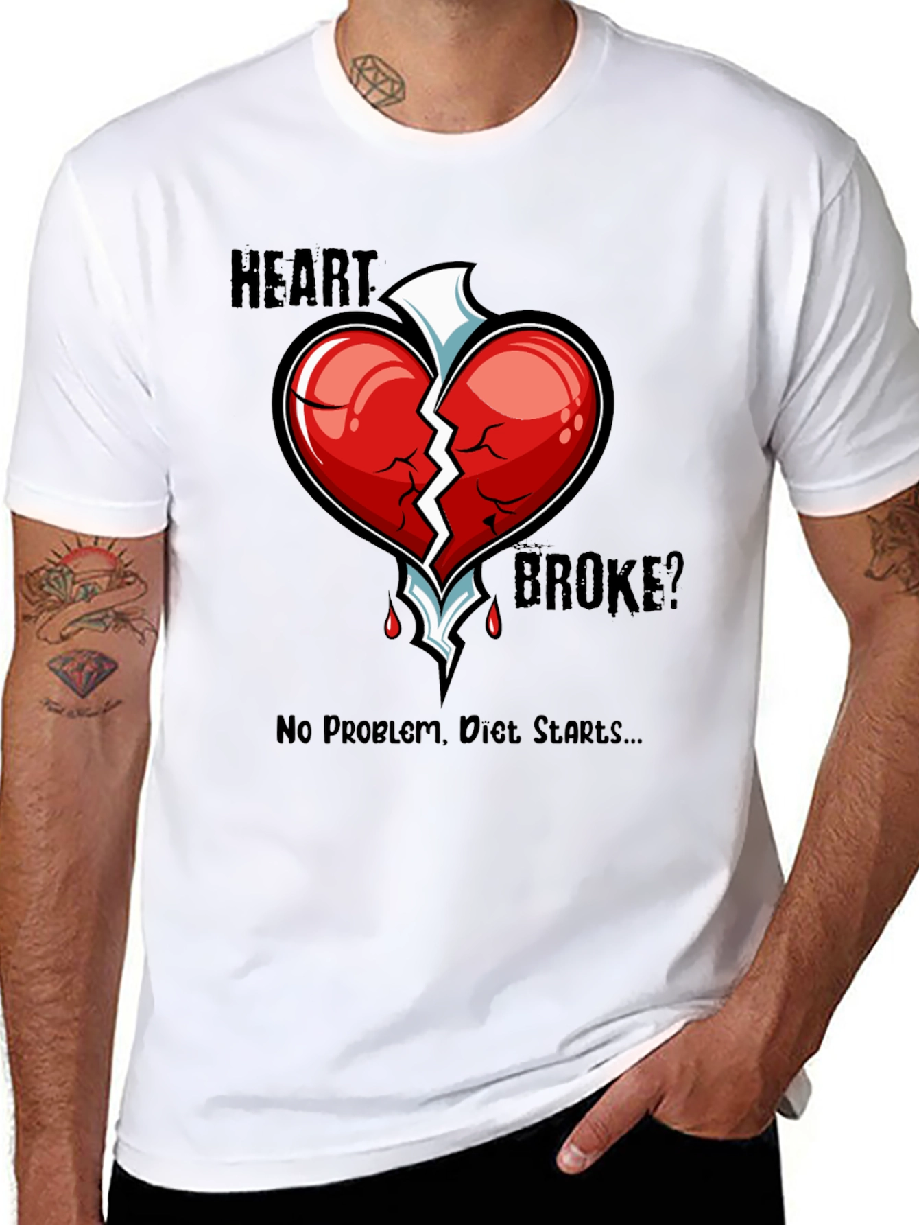 Heart Broke? Diet Starts T-Shirt - Funny Graphic Tee