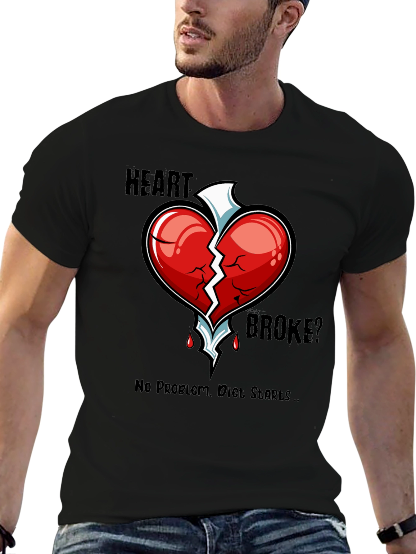 Heart Broke? Diet Starts T-Shirt - Funny Graphic Tee