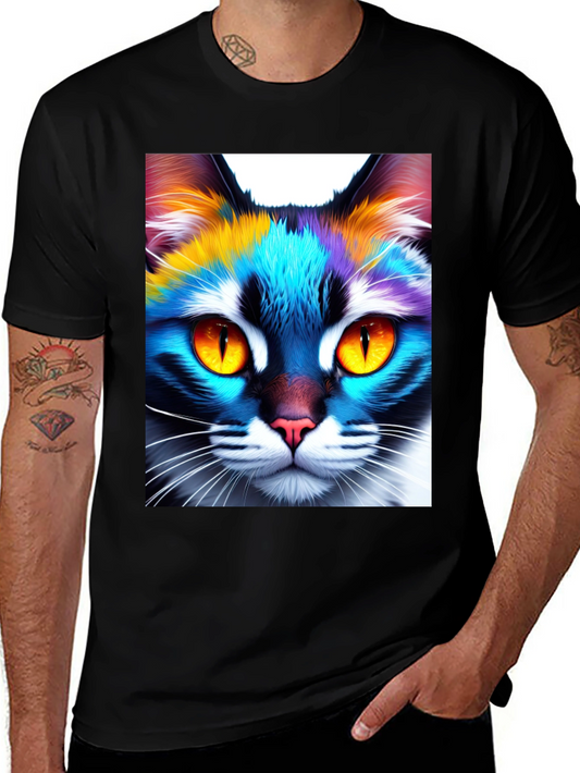 Colorful Cat Graphic Tee - Unique Unisex Design