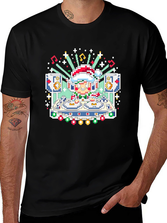 Pixel Art Santa DJ T-Shirt
