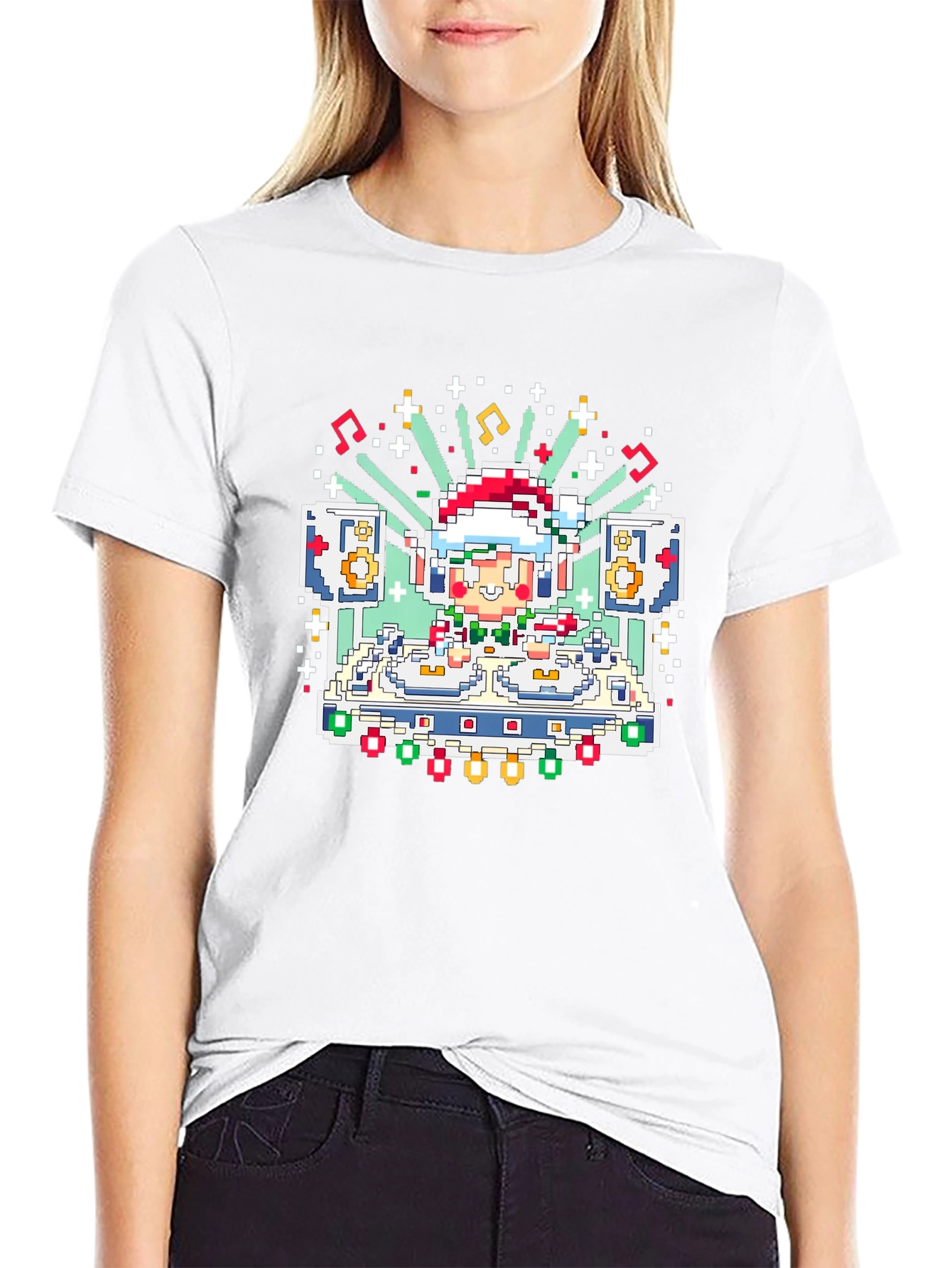 Pixel Art Santa DJ T-Shirt