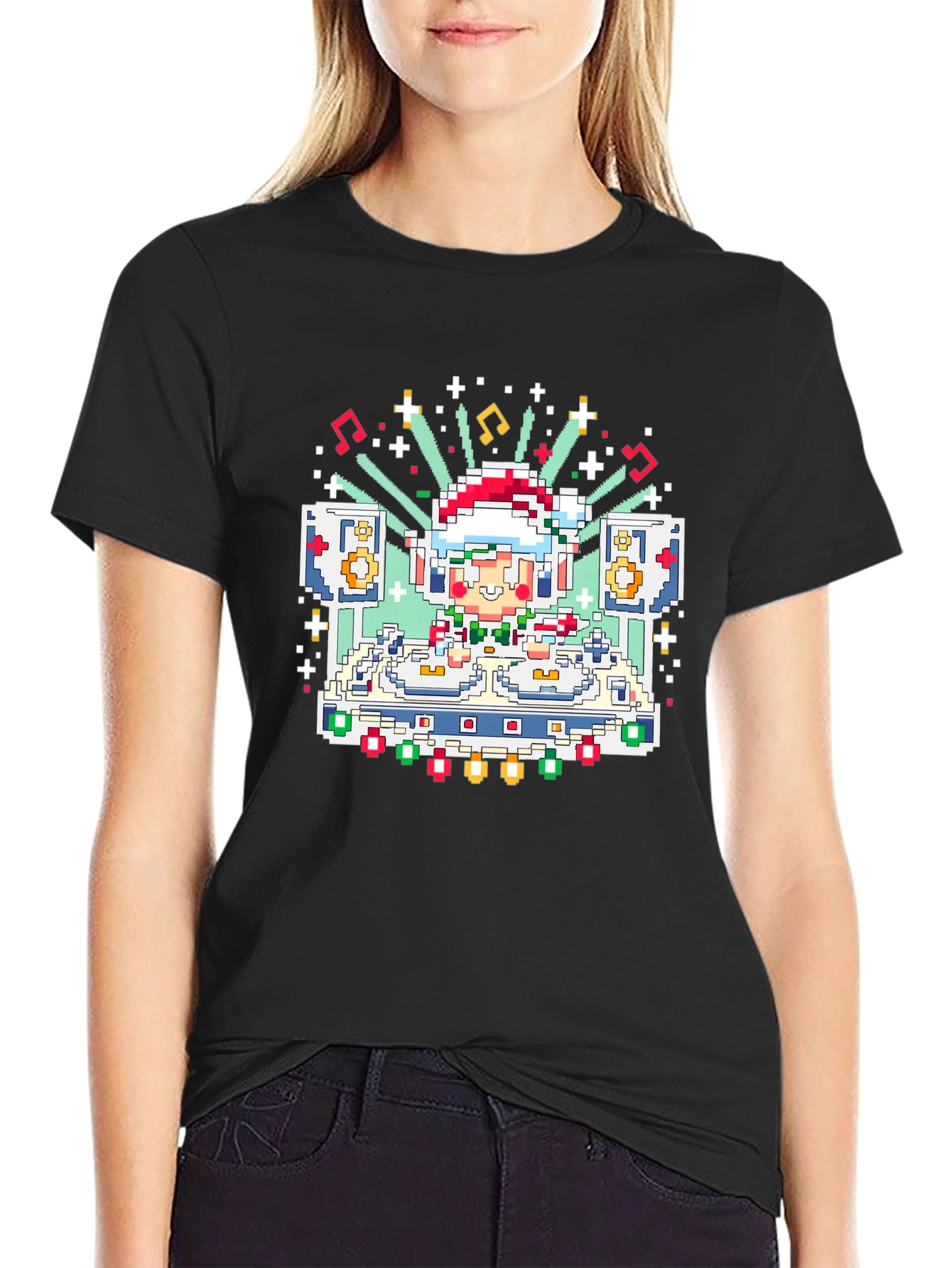 Pixel Art Santa DJ T-Shirt