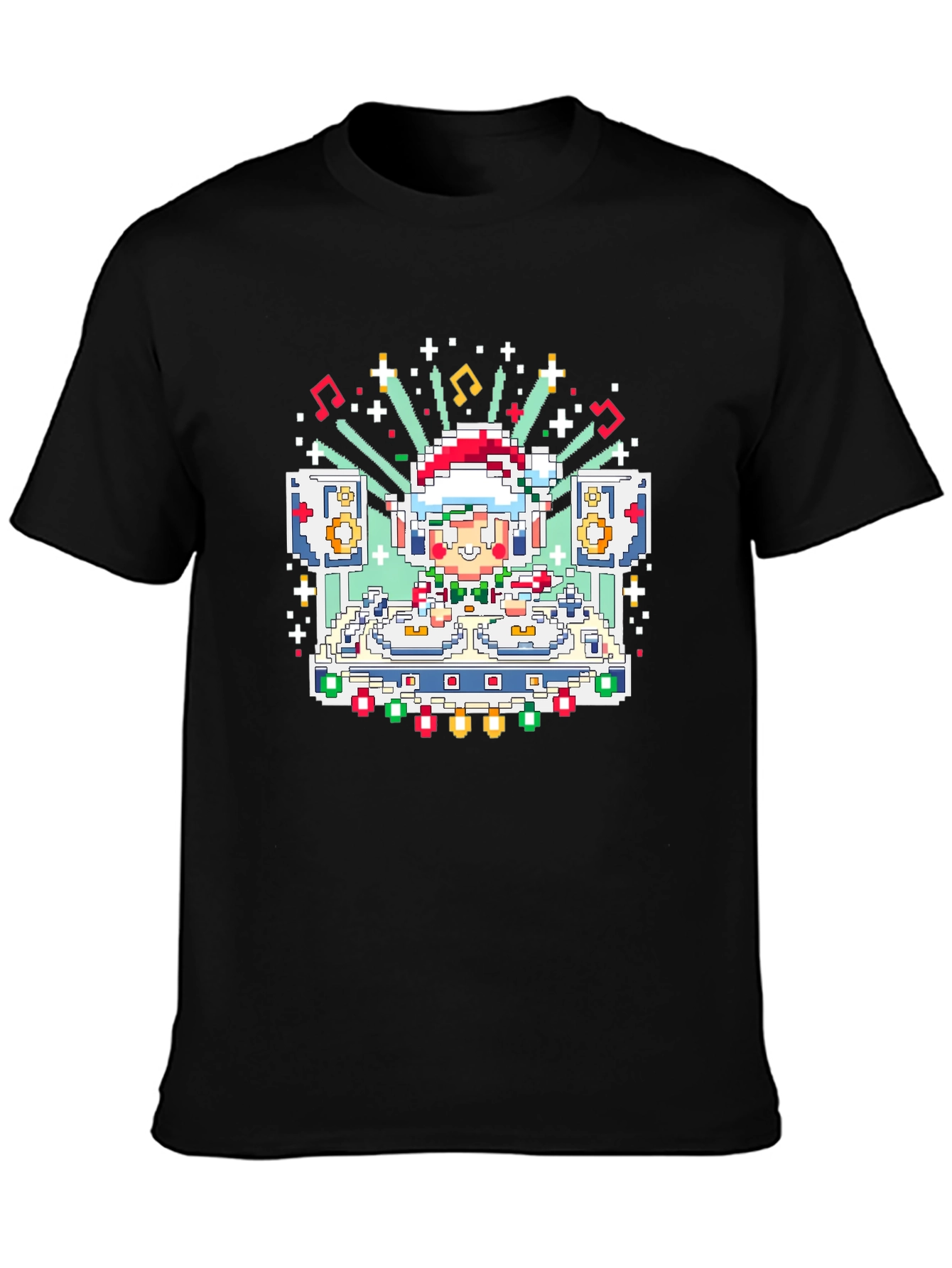Pixel Art Santa DJ T-Shirt