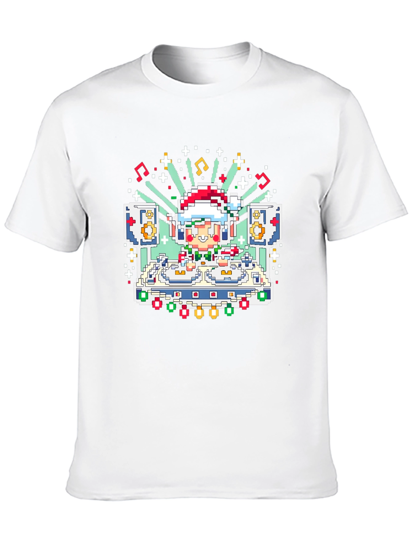 Pixel Art Santa DJ T-Shirt