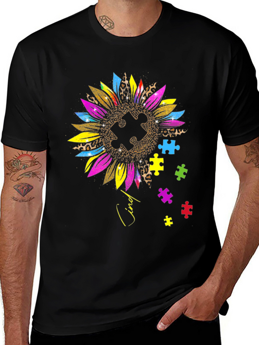 Autism Awareness Sunflower Puzzle Piece T-Shirt
