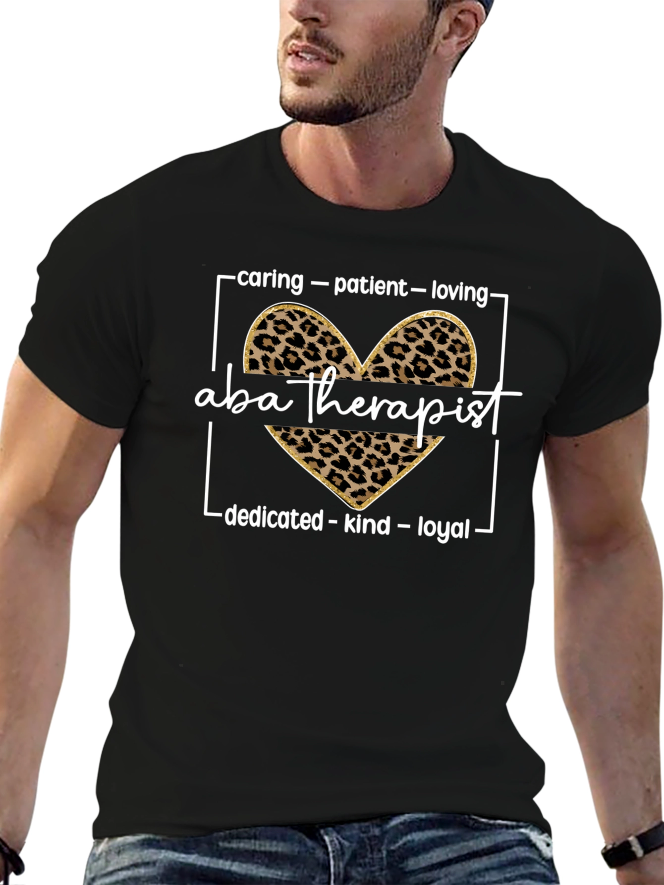 ABA Therapist Leopard Heart Graphic Tee