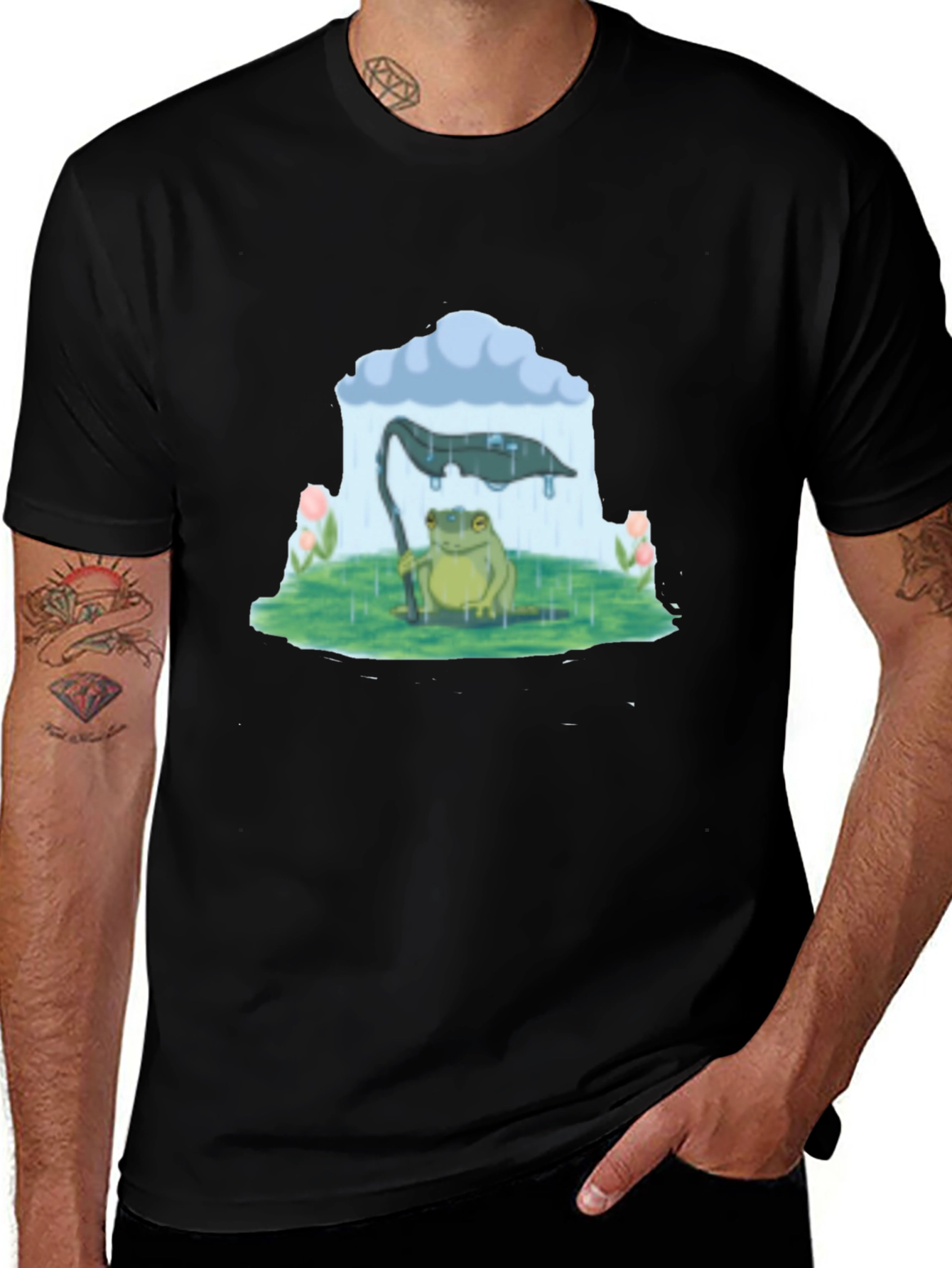 Frog Under Rain Cloud Graphic Tee
