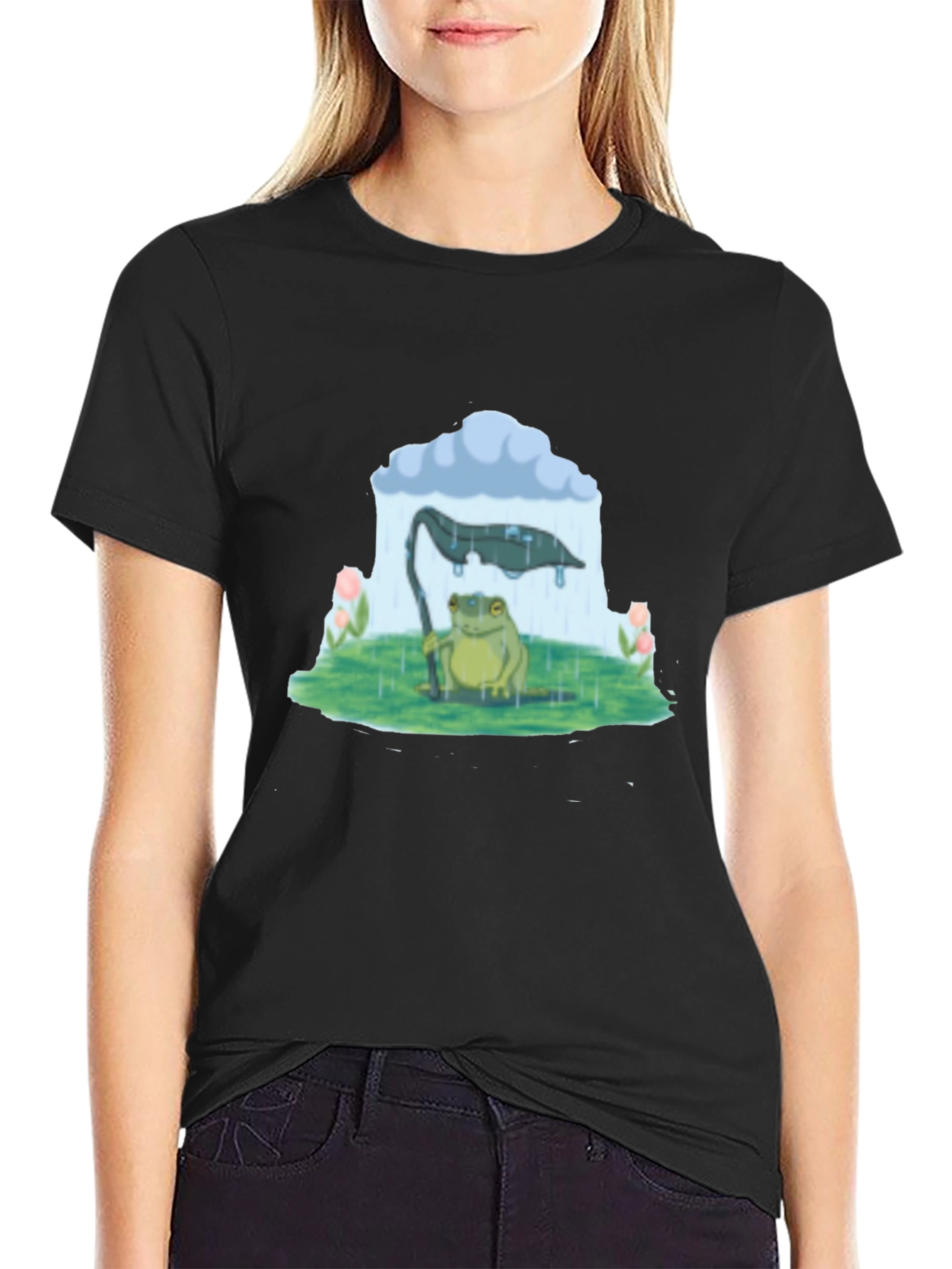 Frog Under Rain Cloud Graphic Tee