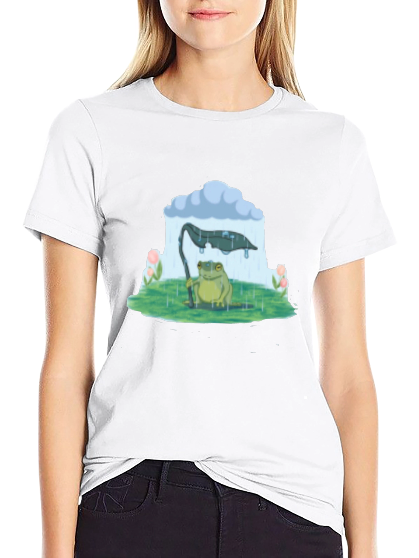 Frog Under Rain Cloud Graphic Tee